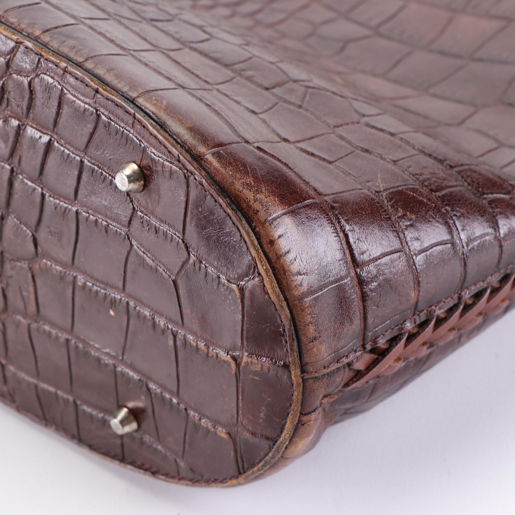 Croc Embossed PU Leather Crescent Bag