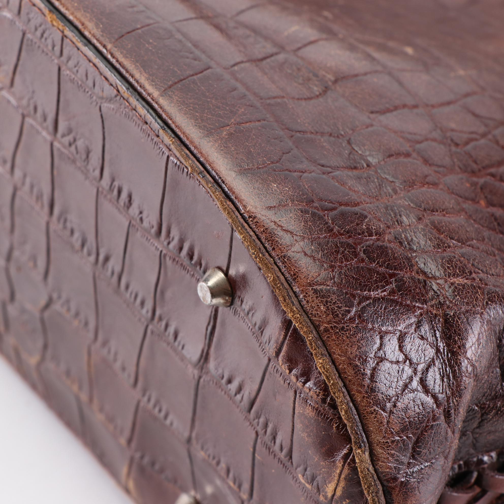 Croc Embossed Iconic Barrel Shoulder Bag