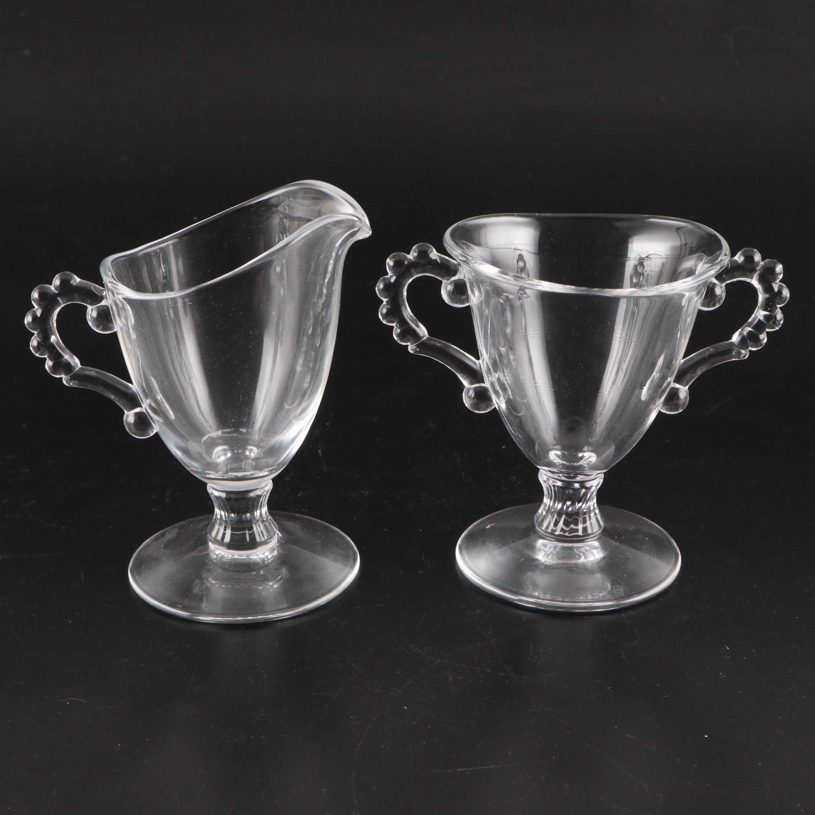 Glass Tray, Centerpiece, Cups, Pitcher, Sugar Dish and Sugar Spoons EBTH