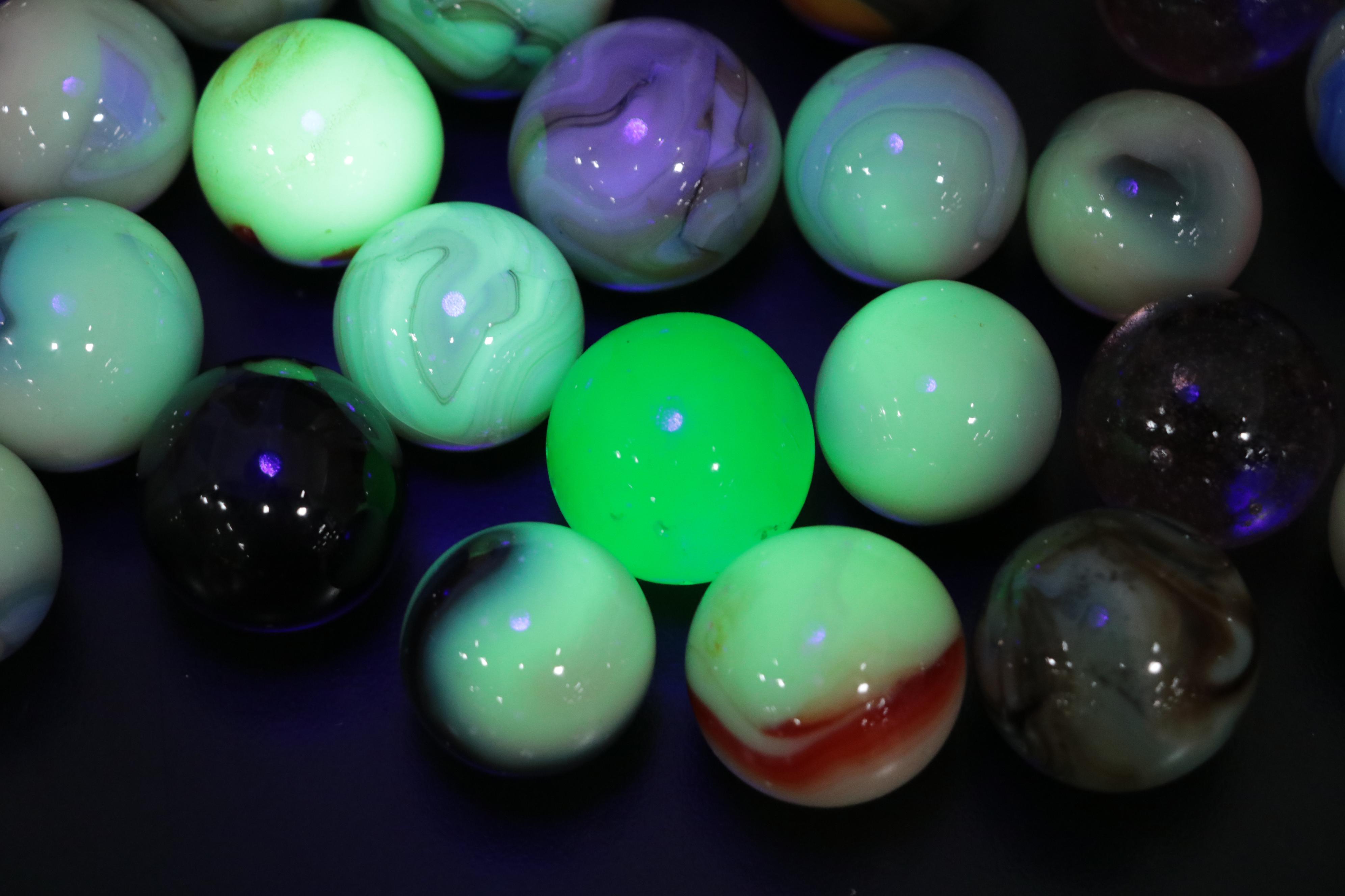 Vaseline Glass, Swirlies with Other Glass Shooters and Marbles EBTH