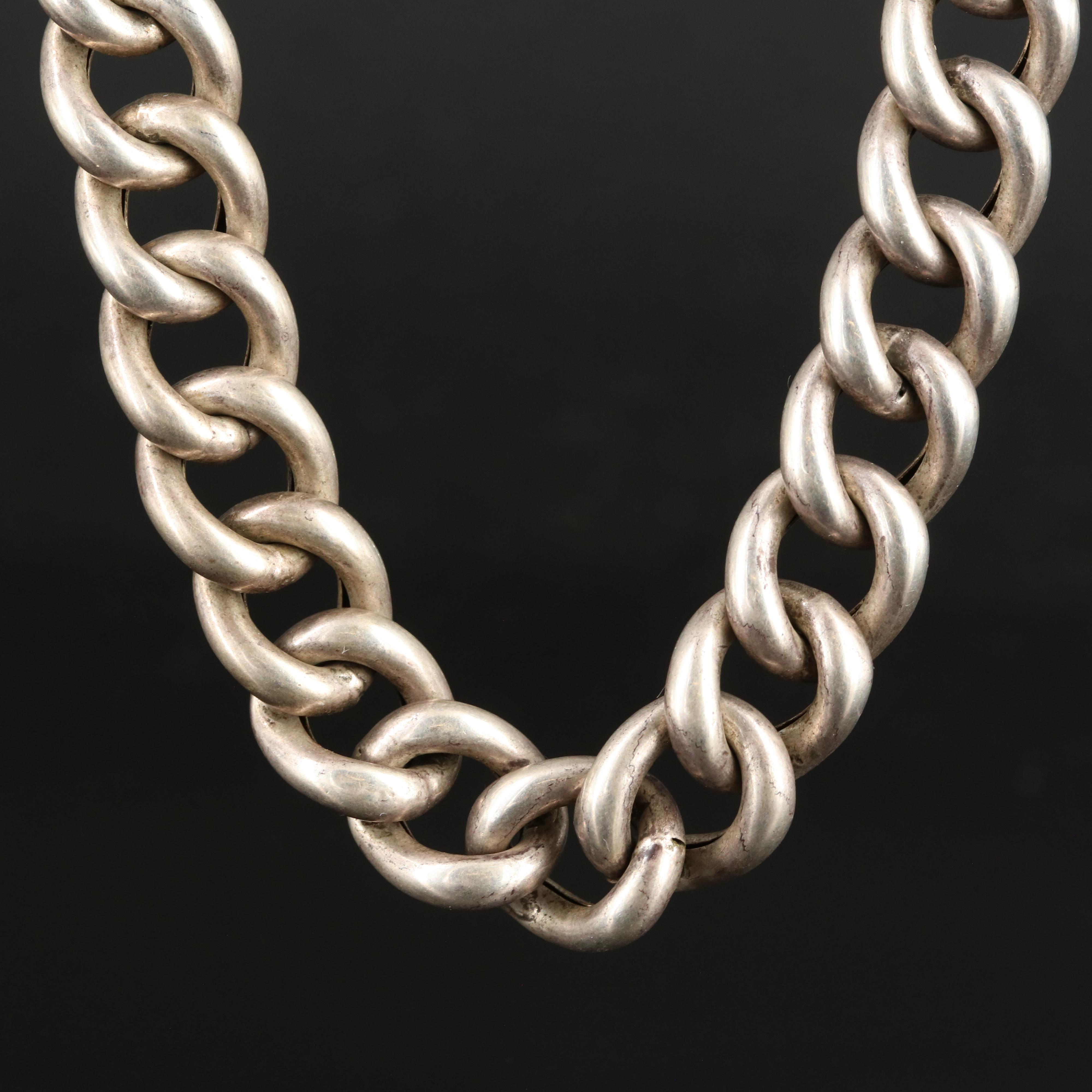 Sterling Curb Chain Necklace EBTH