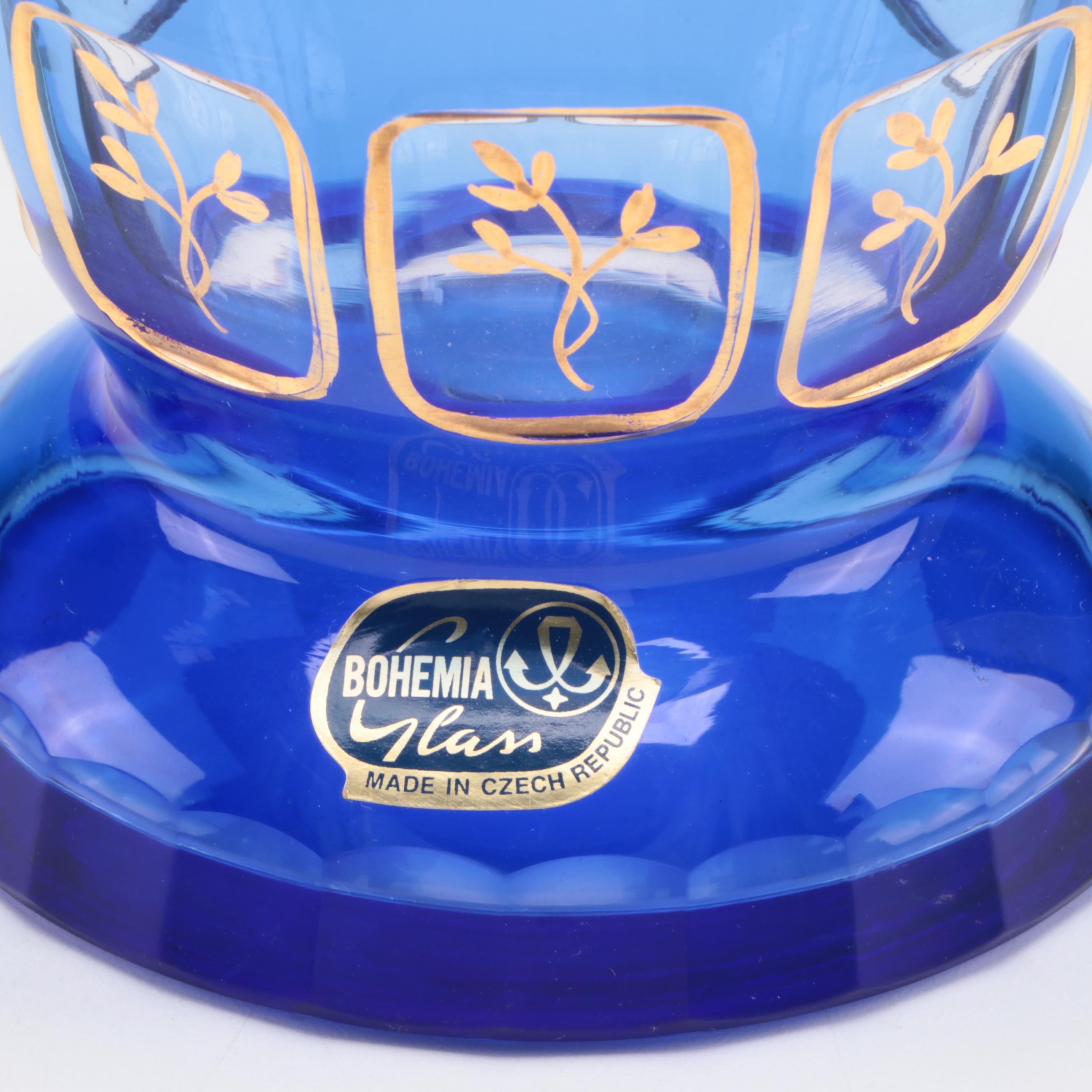 Bohemia Czech Gilt Enamel Glass Vase EBTH