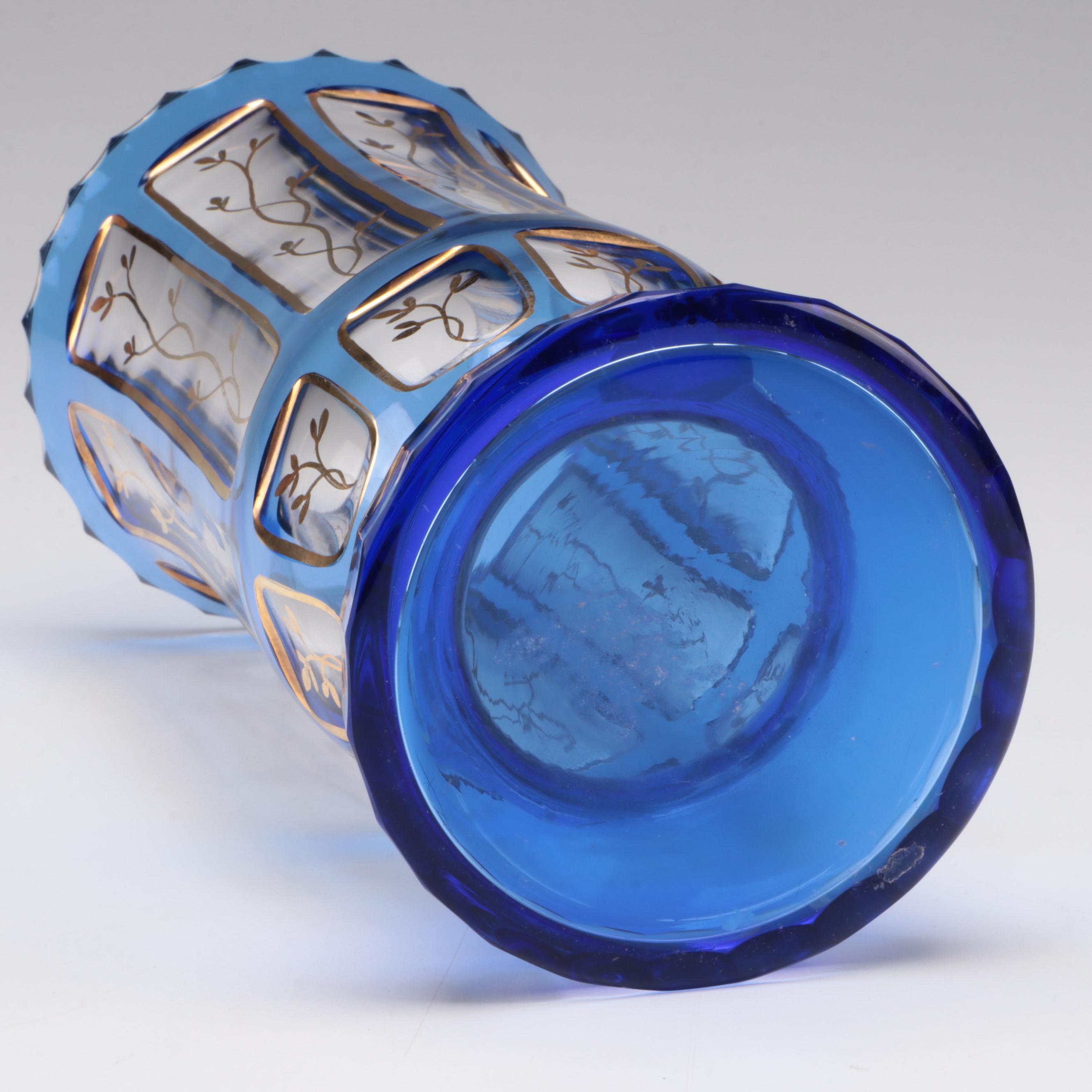 Bohemia Czech Gilt Enamel Glass Vase EBTH