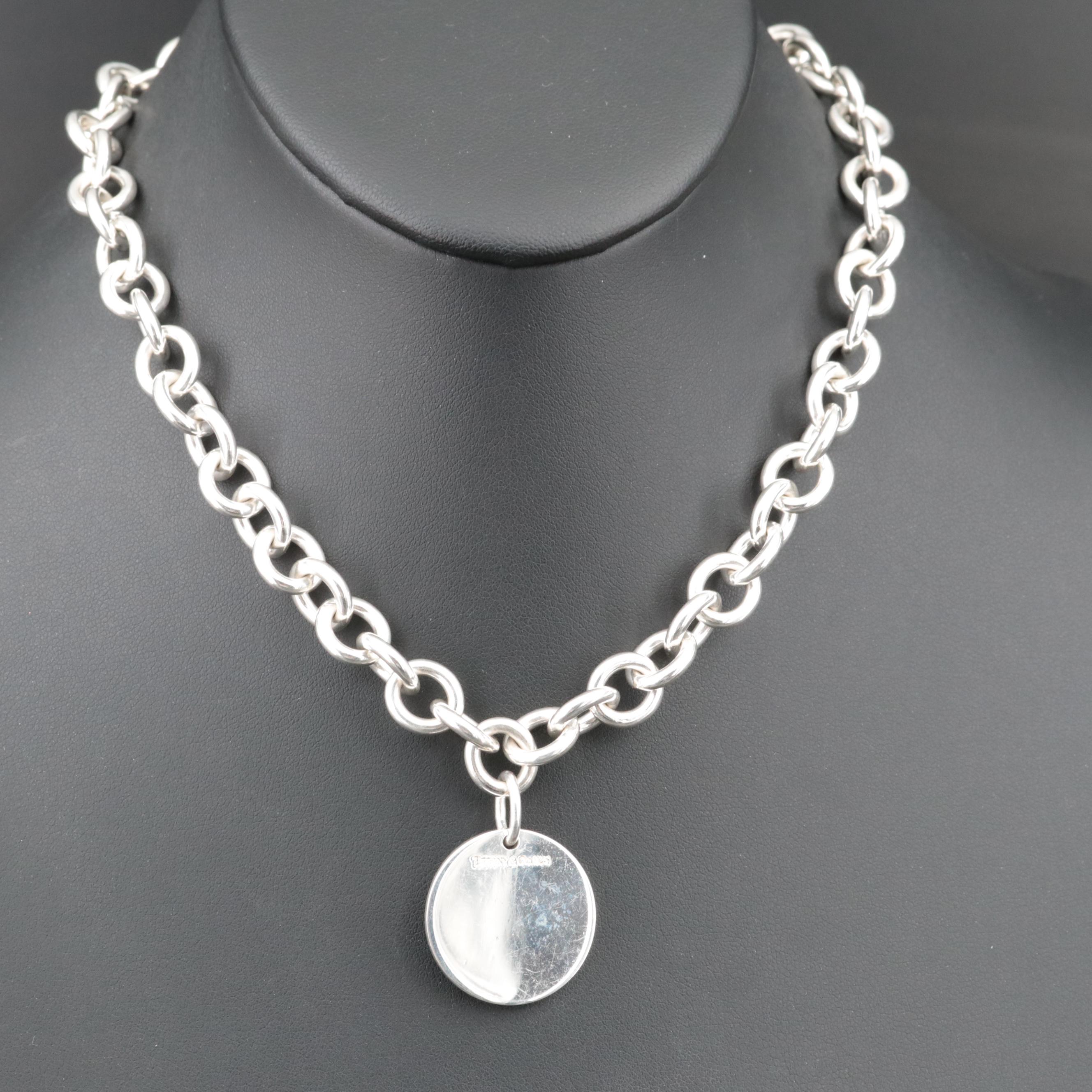 Tiffany & Co. Sterling Round Tag Necklace