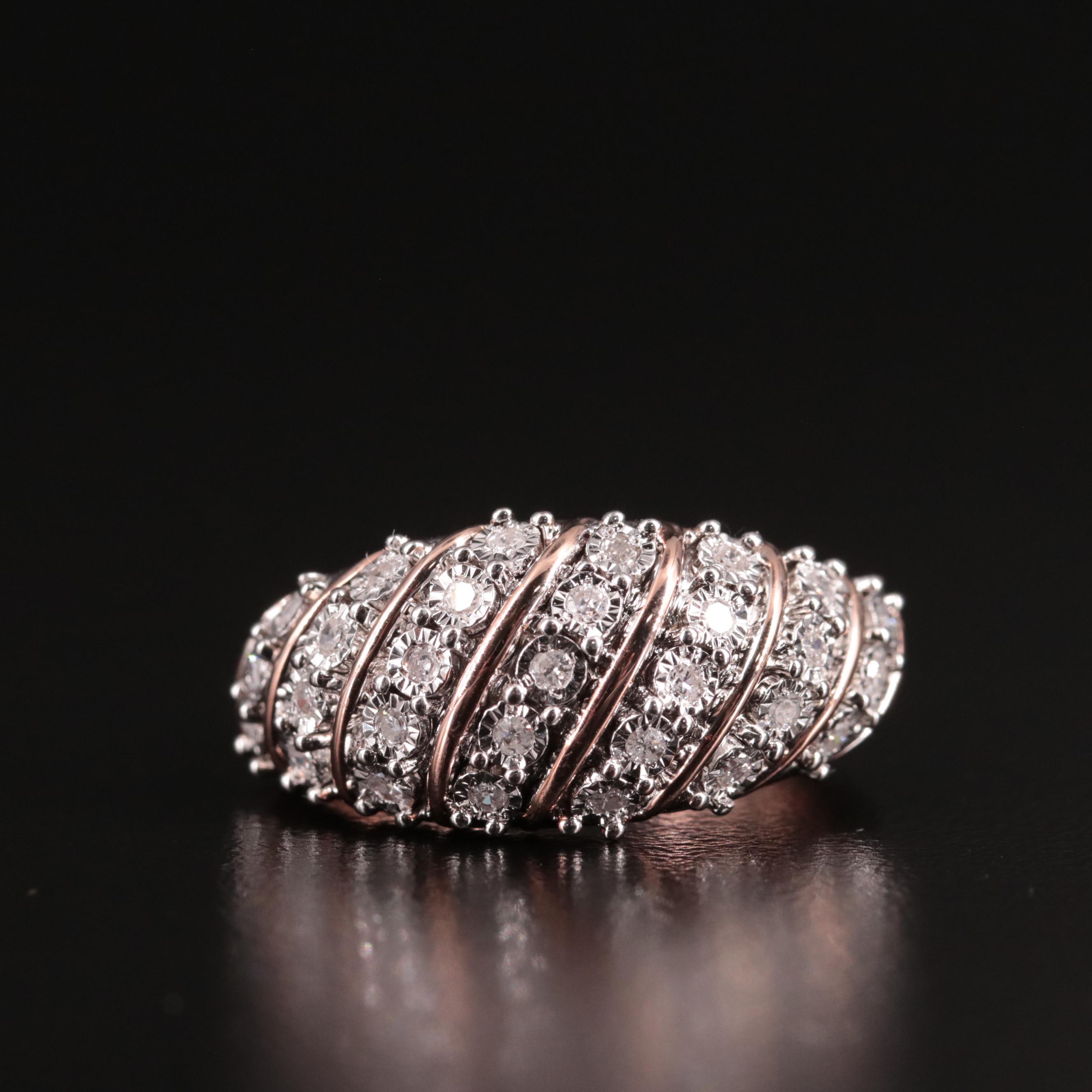 Sterling Diamond Shell Ring EBTH