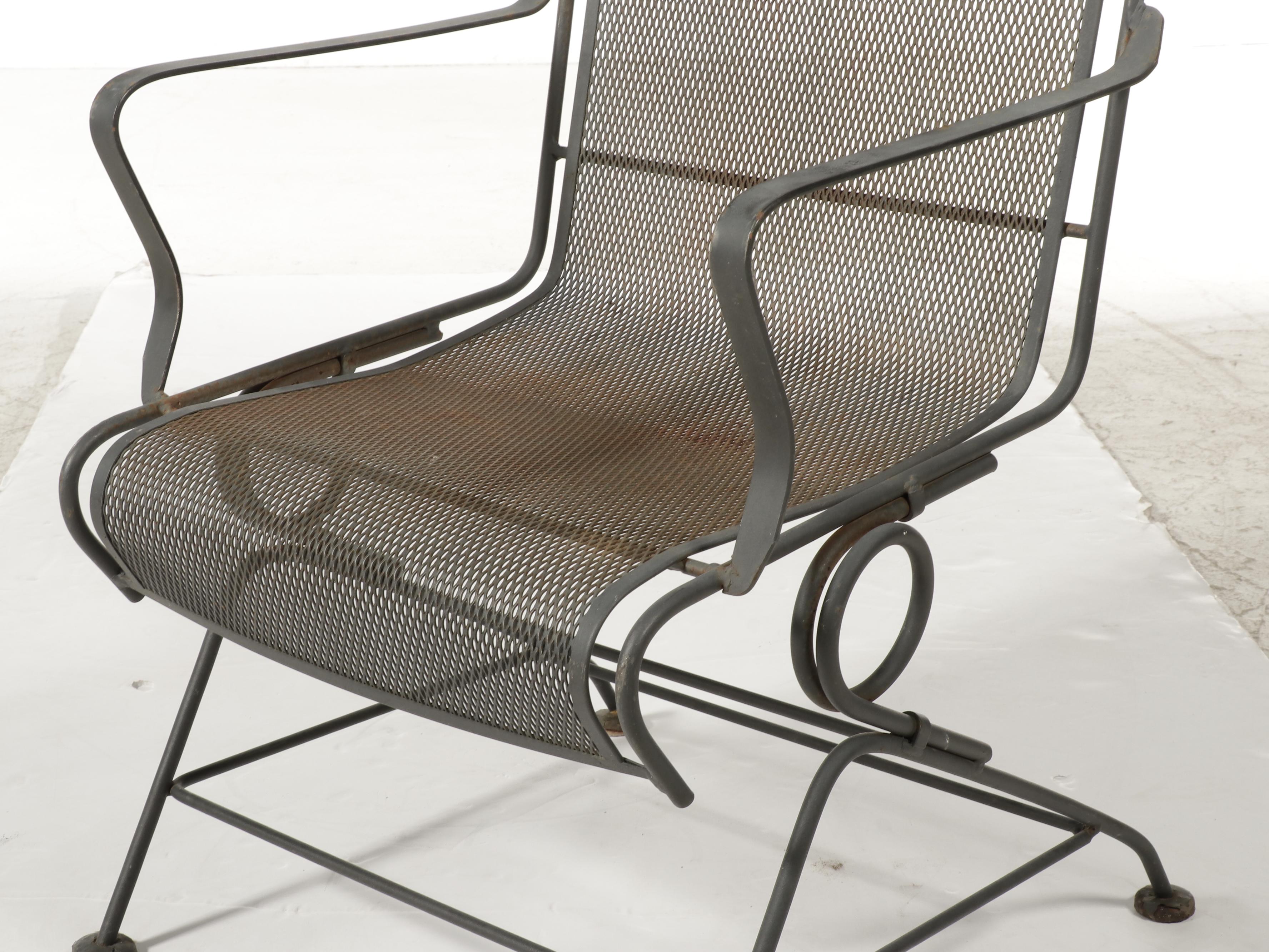 Four Woodard Wrought Iron Rocking Patio Chairs, Mid to Late 20th ...