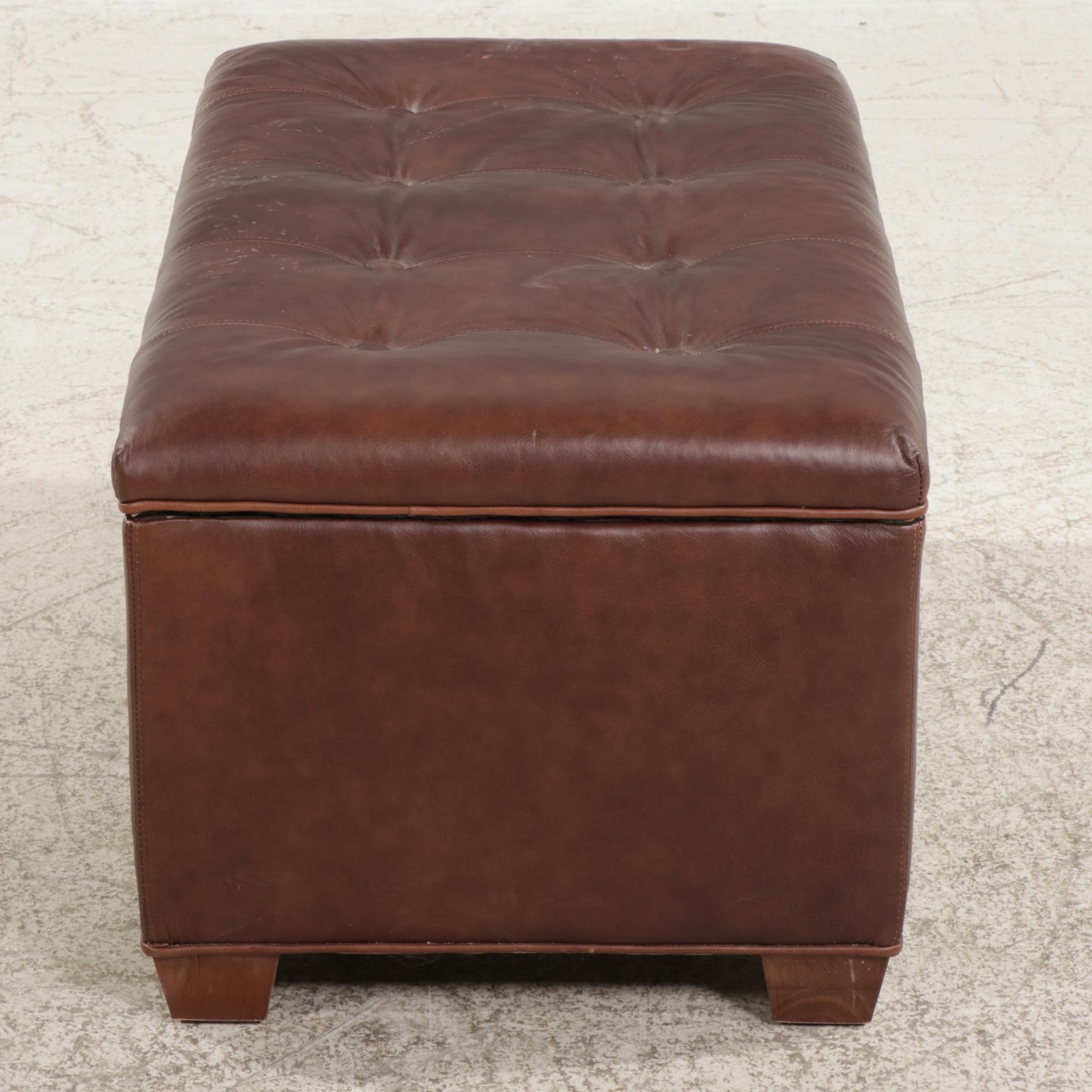 Temple Leather Upholstered Storage Trunk / Bench EBTH