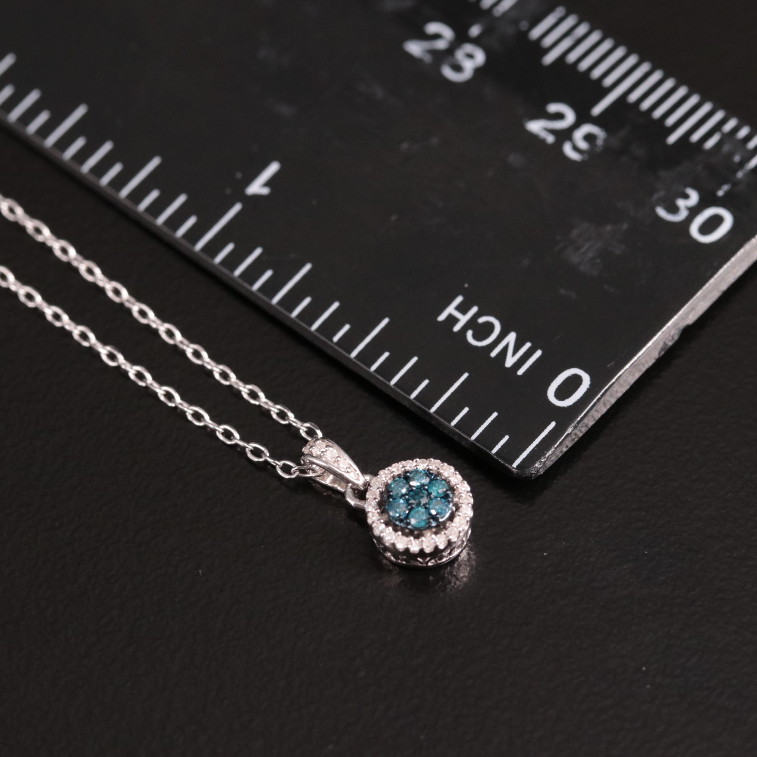 Sterling Diamond Drop Pendant Necklace EBTH