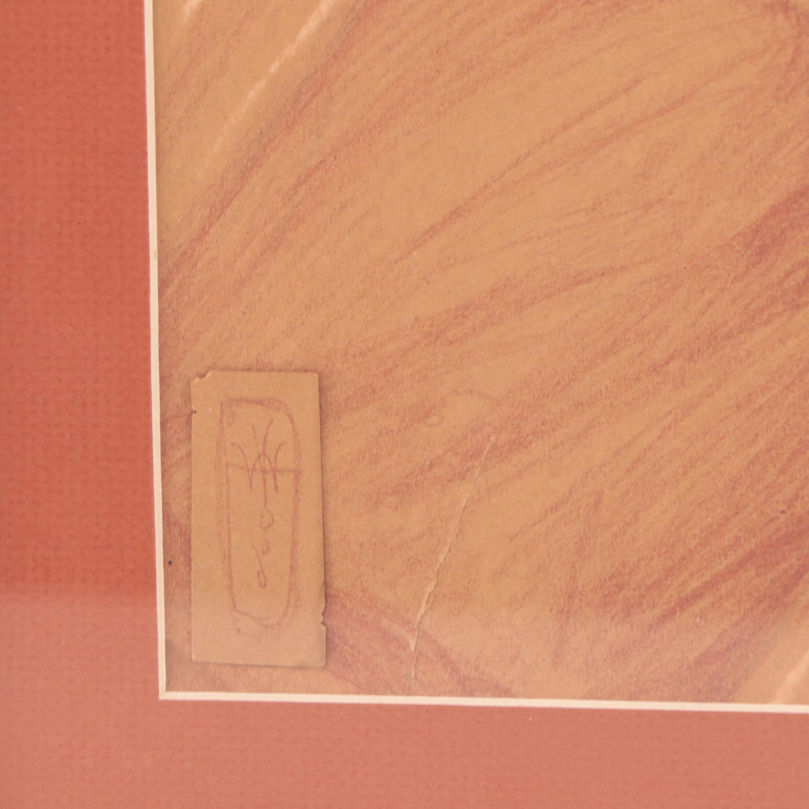 Virginia Wood Red Chalk Portrait Drawing of Young Woman, Early 20th