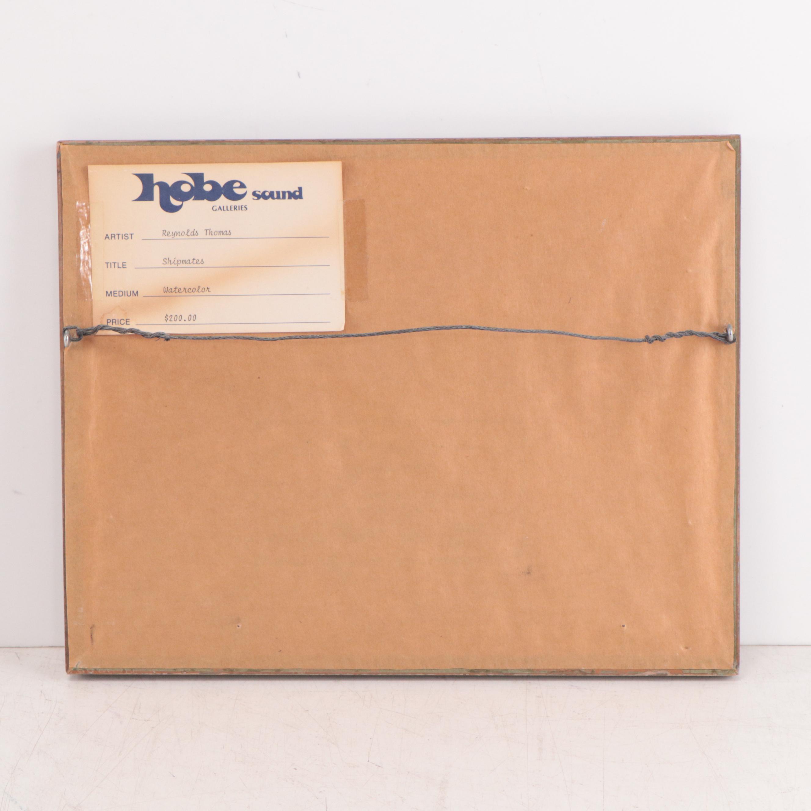 Reynolds Thomas Nautical Watercolor Painting "Shipmates," Mid-Late 20th