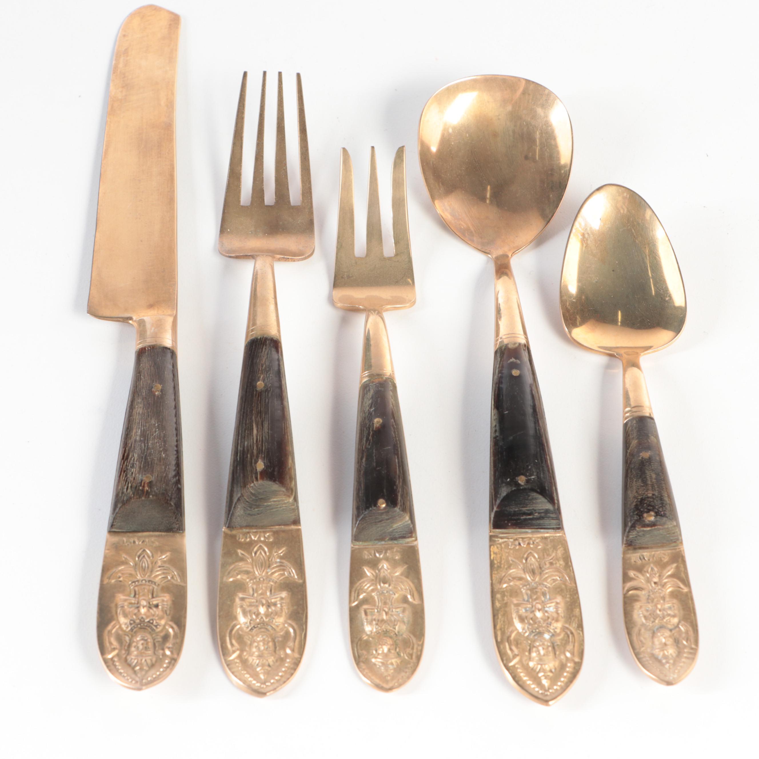 Thai Brass and Rosewood Flatware Service EBTH