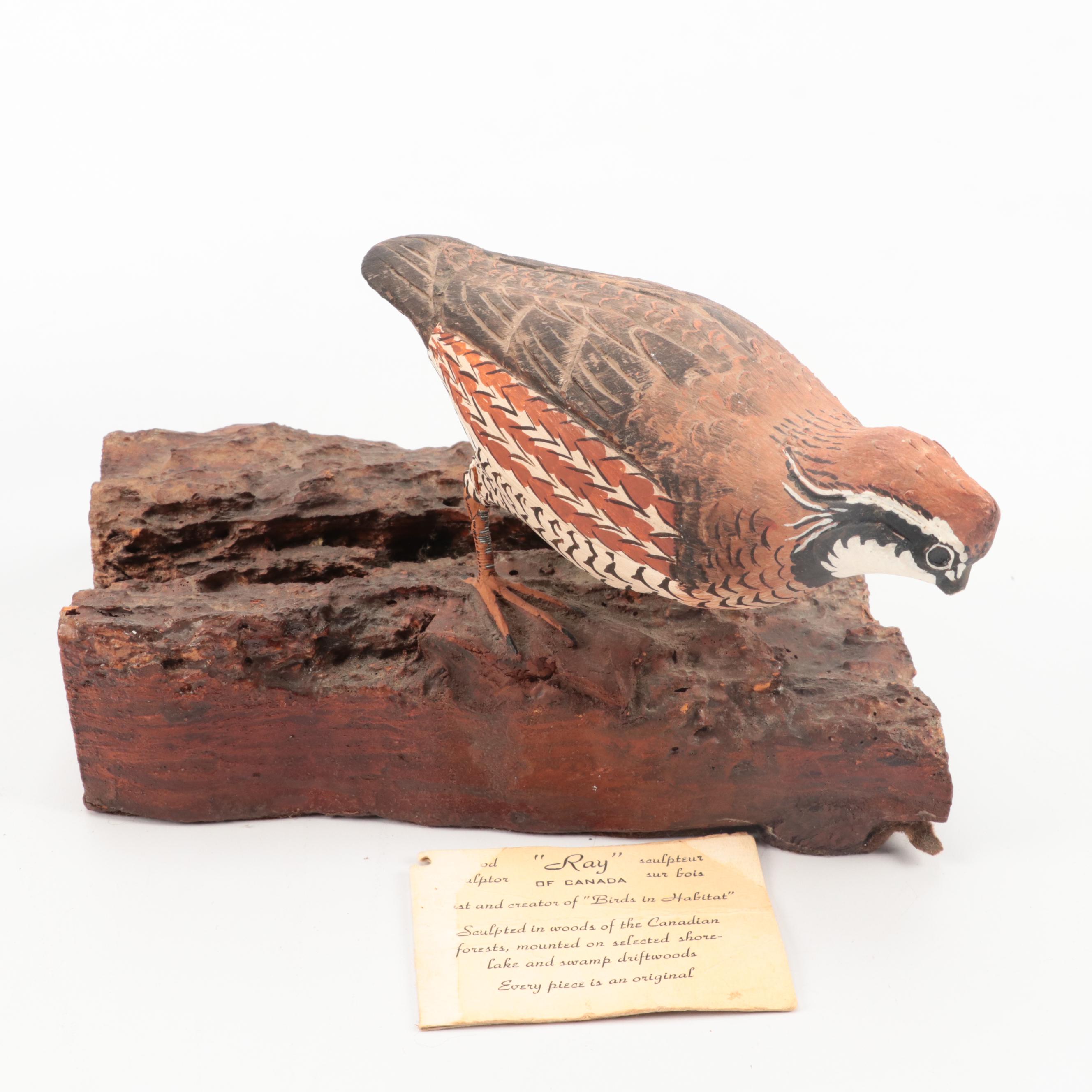 HandCarved and Painted Wooden Quail Figurines with Chime EBTH