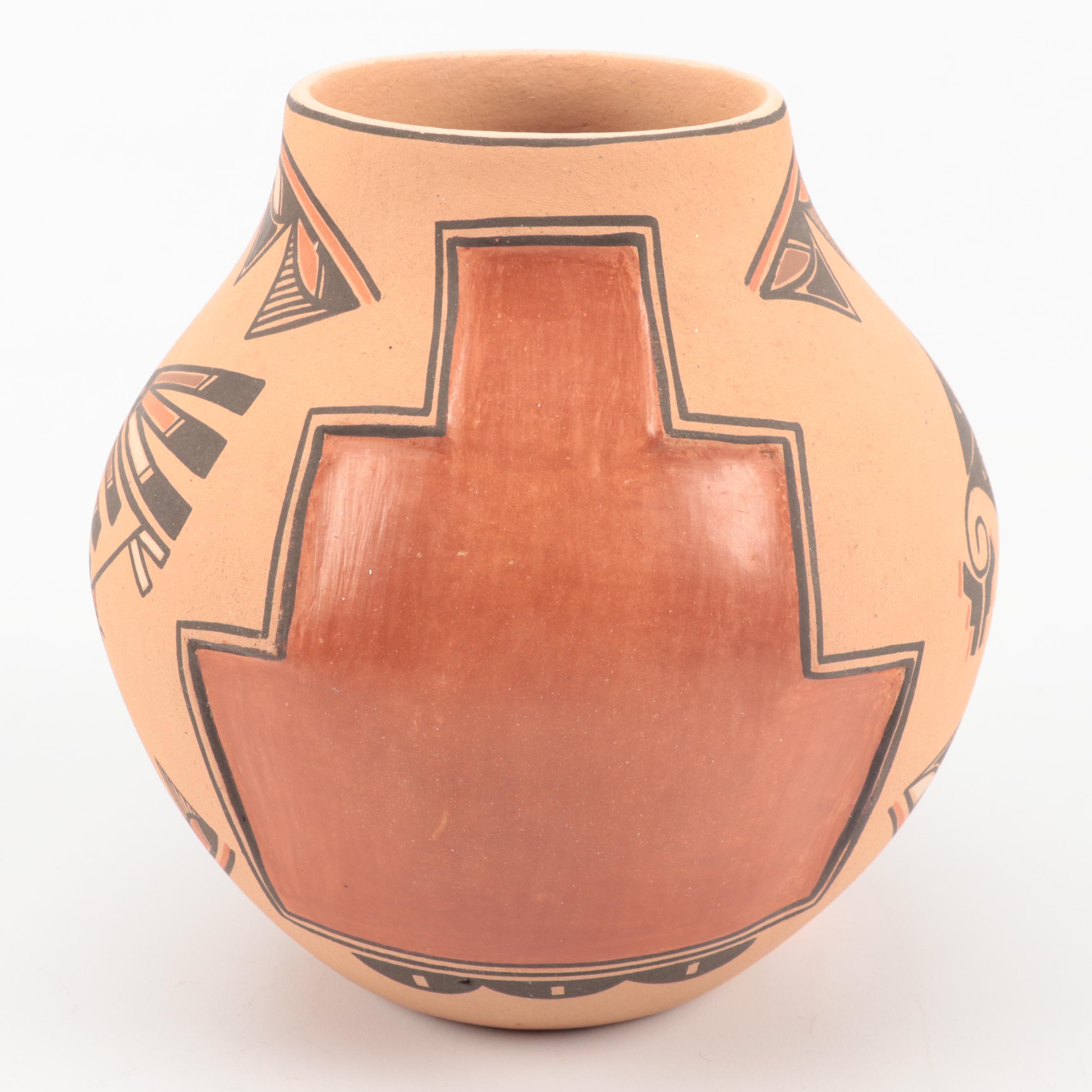 bertha-gachupin-signed-jemez-pueblo-art-pottery-vase-ebth
