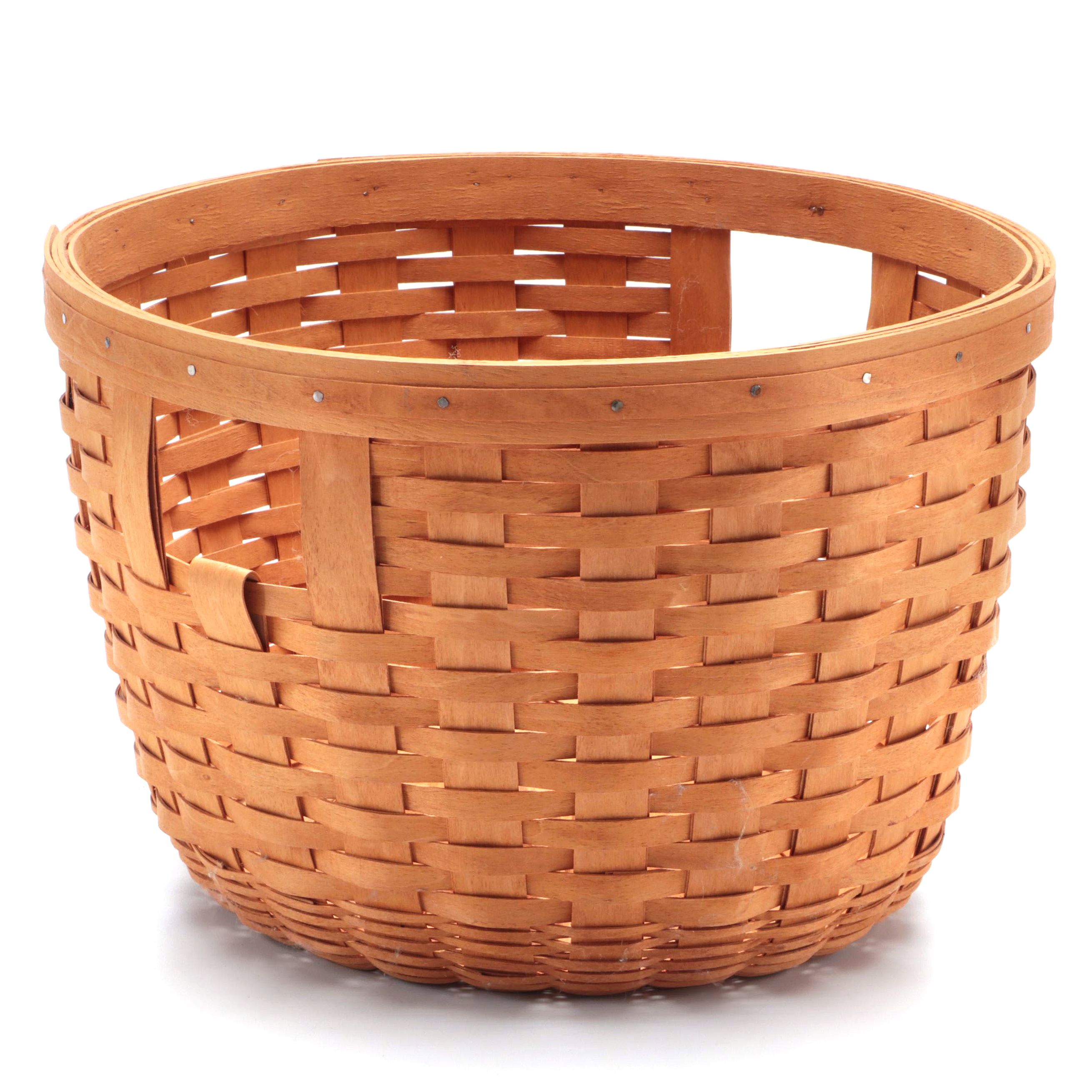 Signed Longaberger Maple Woven Round Handled Basket, 1994 EBTH