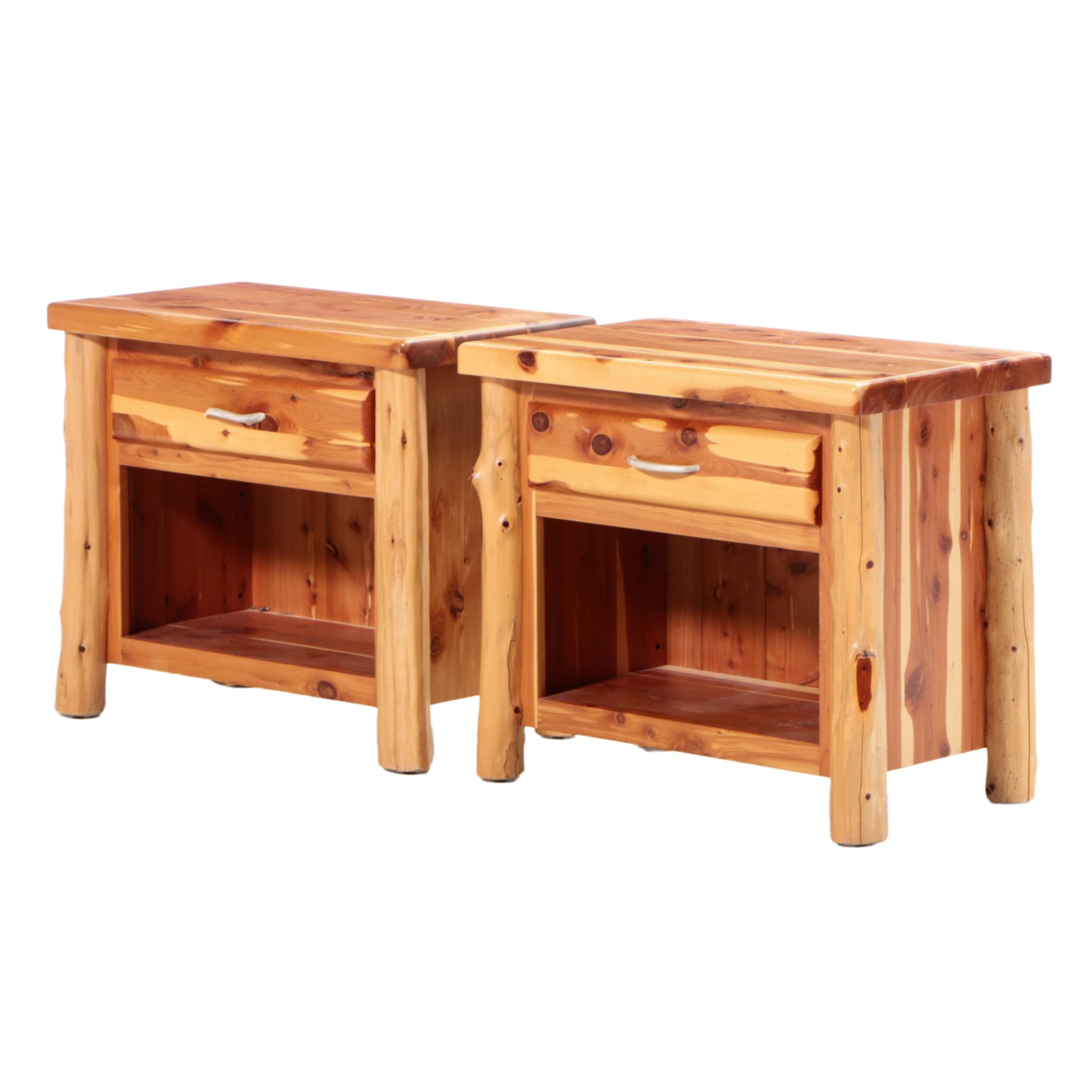 Amish Rustic Cedar Bedside Tables EBTH