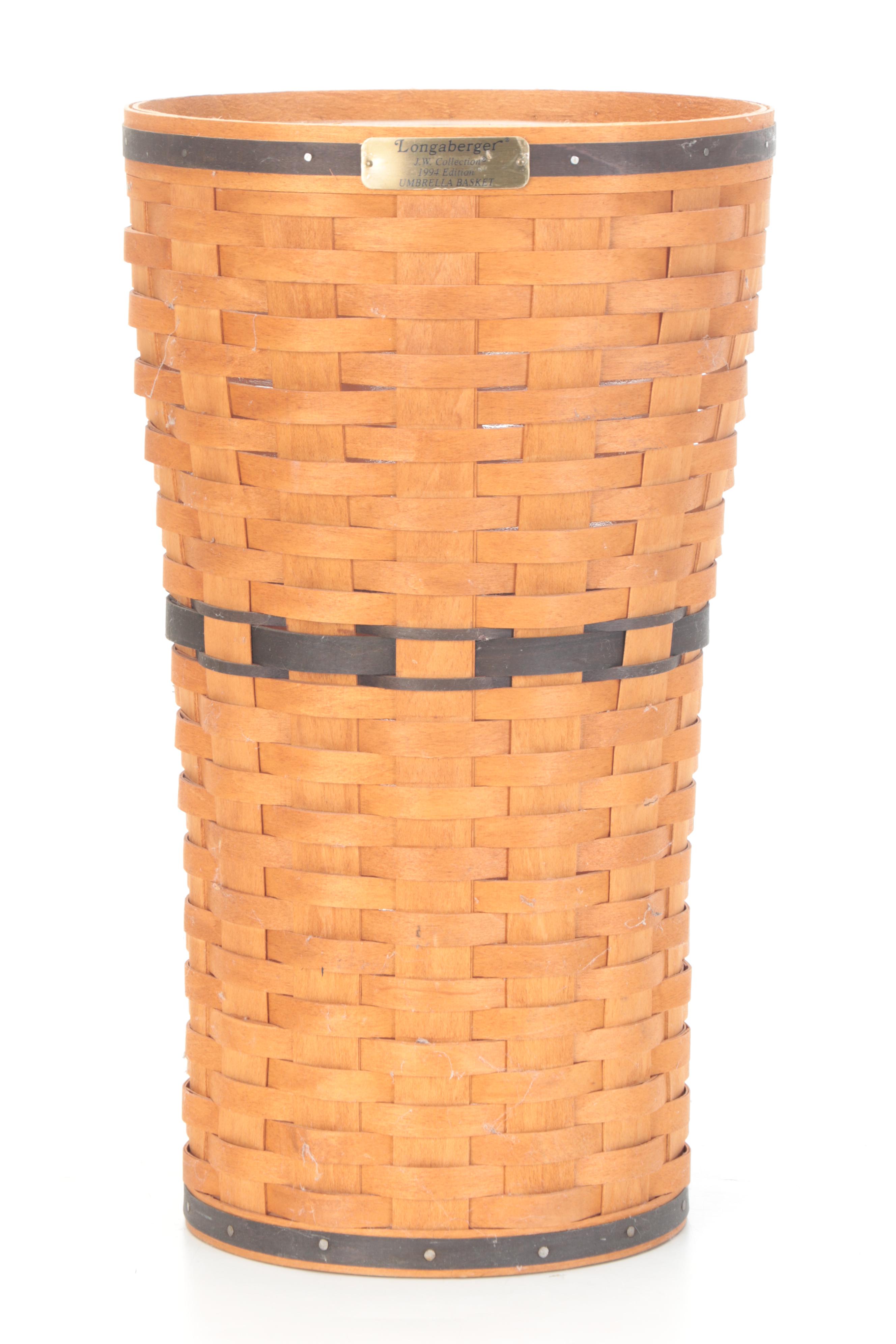 Longaberger Woven Maple Umbrella Basket and Hamper Basket EBTH
