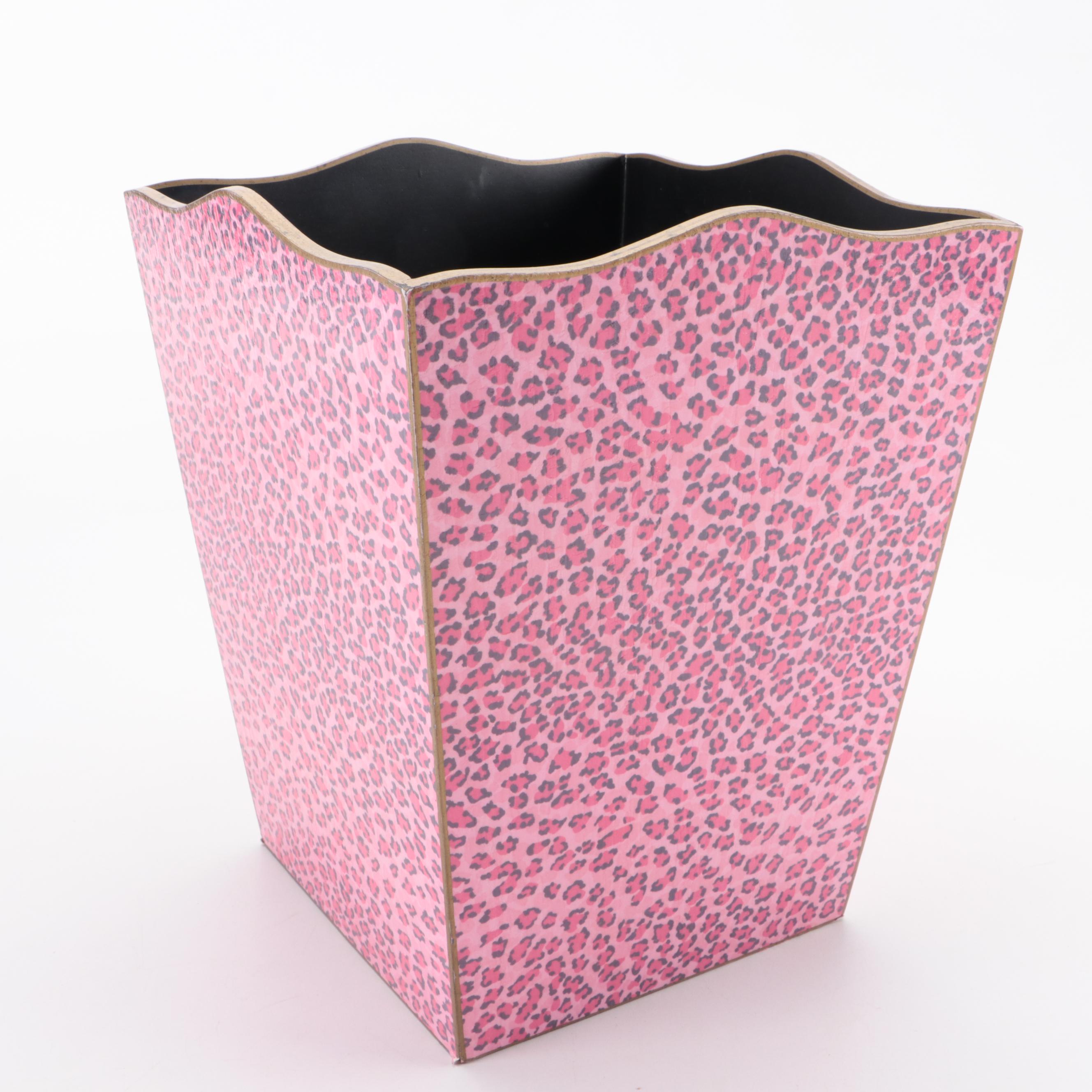 MaryeKelley Decoupage Pink Leopard Print Wastebasket and Tissue Box