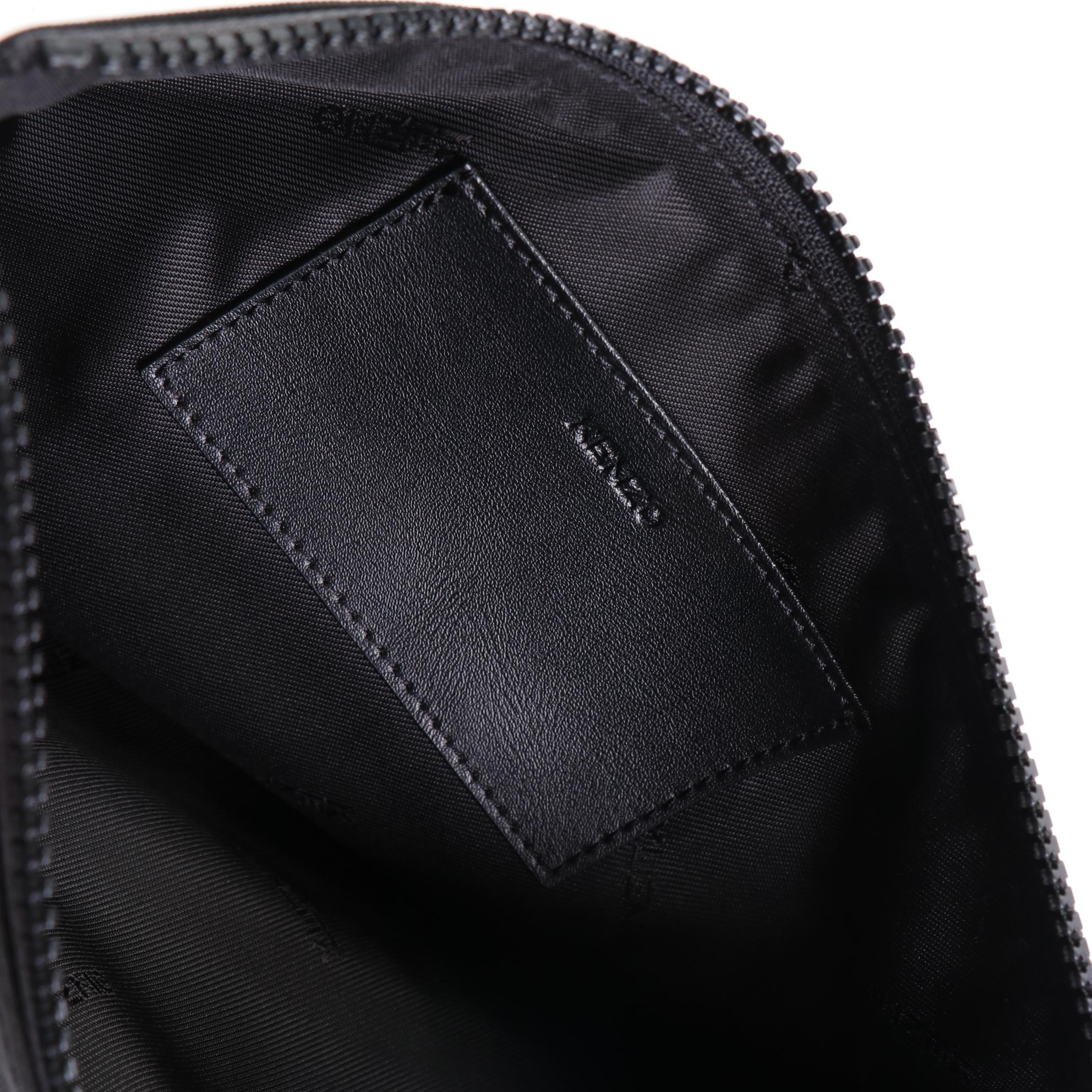 Kenzo Tiger Embroidered Wristlet Zip Clutch in Black Nylon EBTH