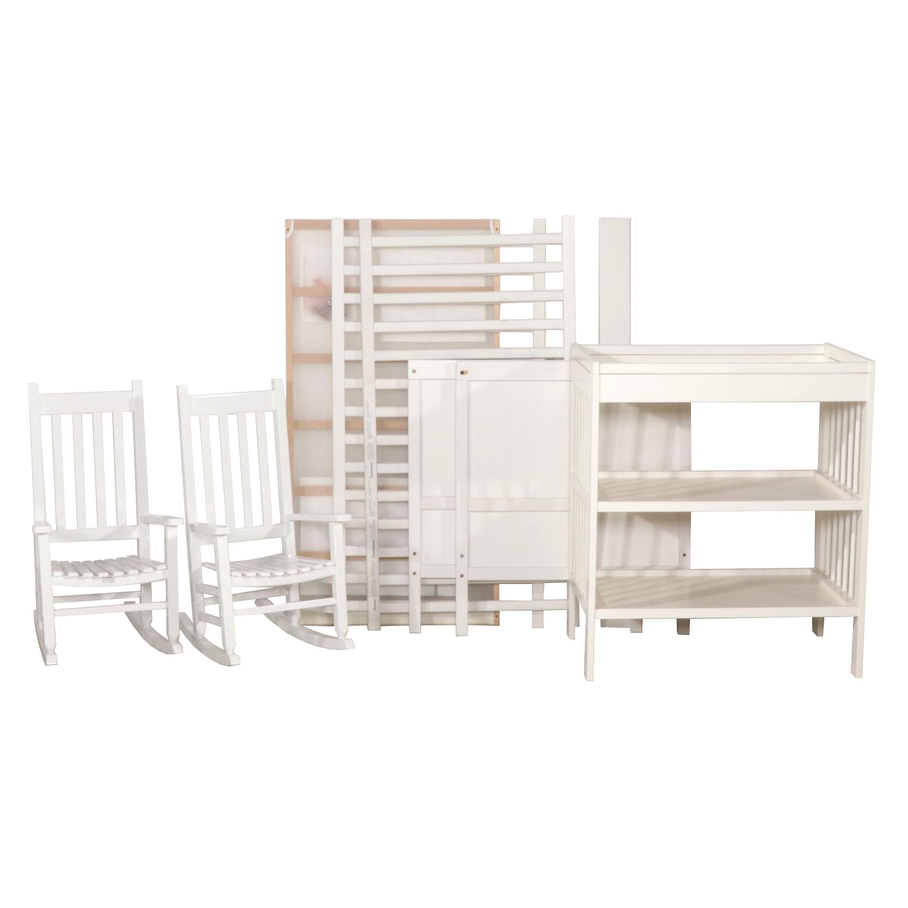 IKEA Gulliver Changing Table and Sundvik Crib with Pair of Rocking