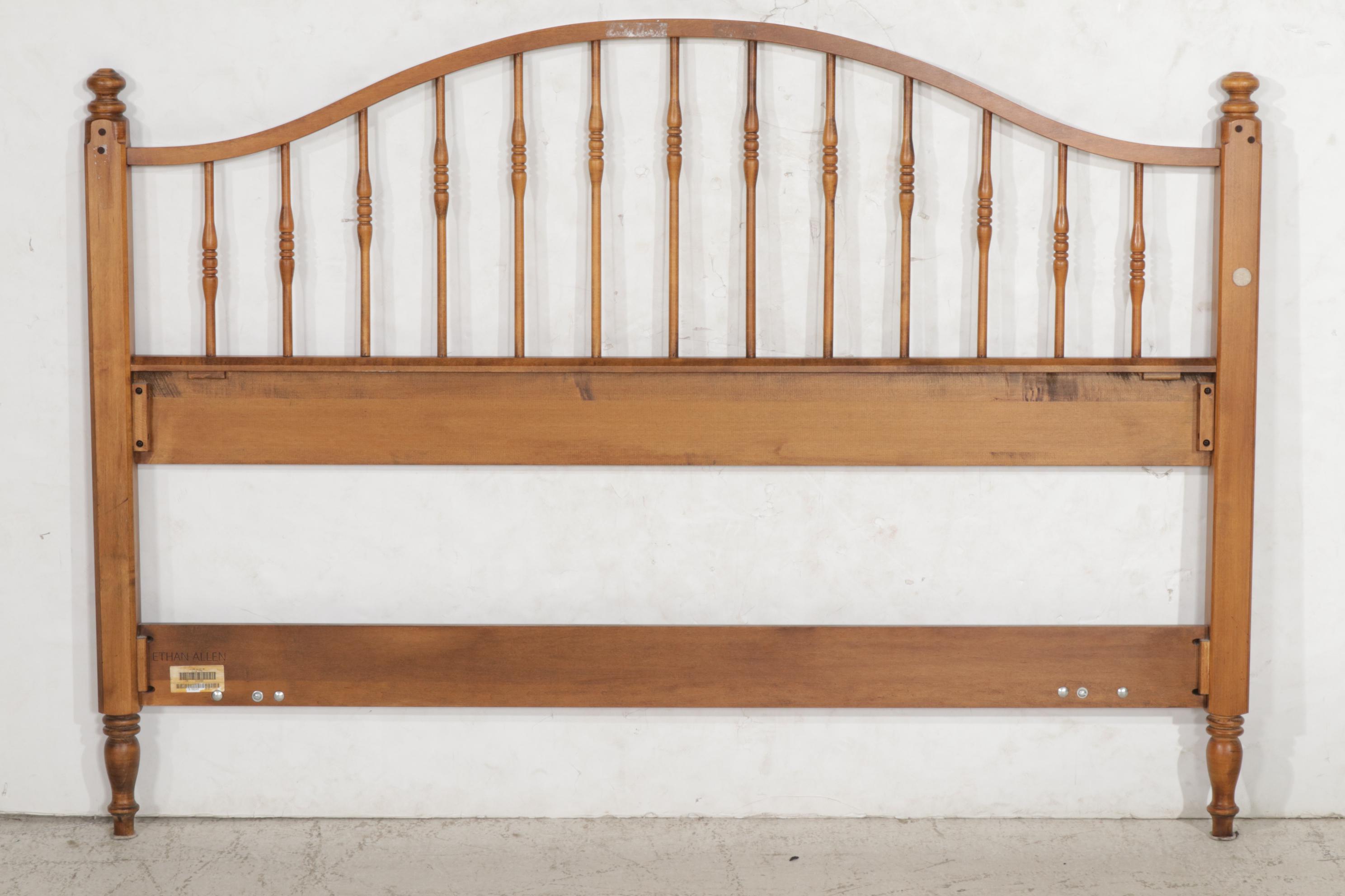 Ethan Allen "Circa 1776" Maple Queen Headboard and Pair of Nightstands