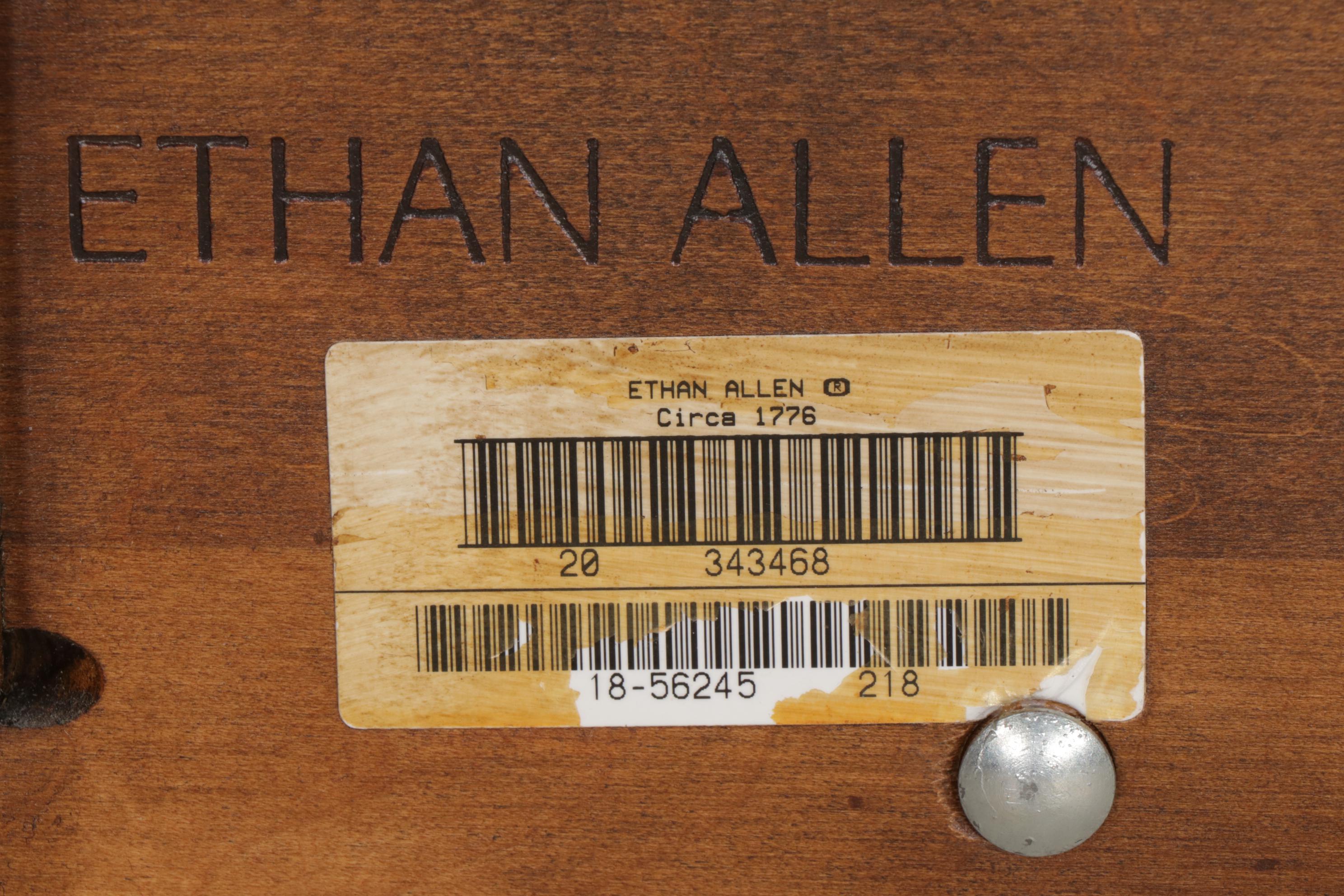 Ethan Allen "Circa 1776" Maple Queen Headboard and Pair of Nightstands