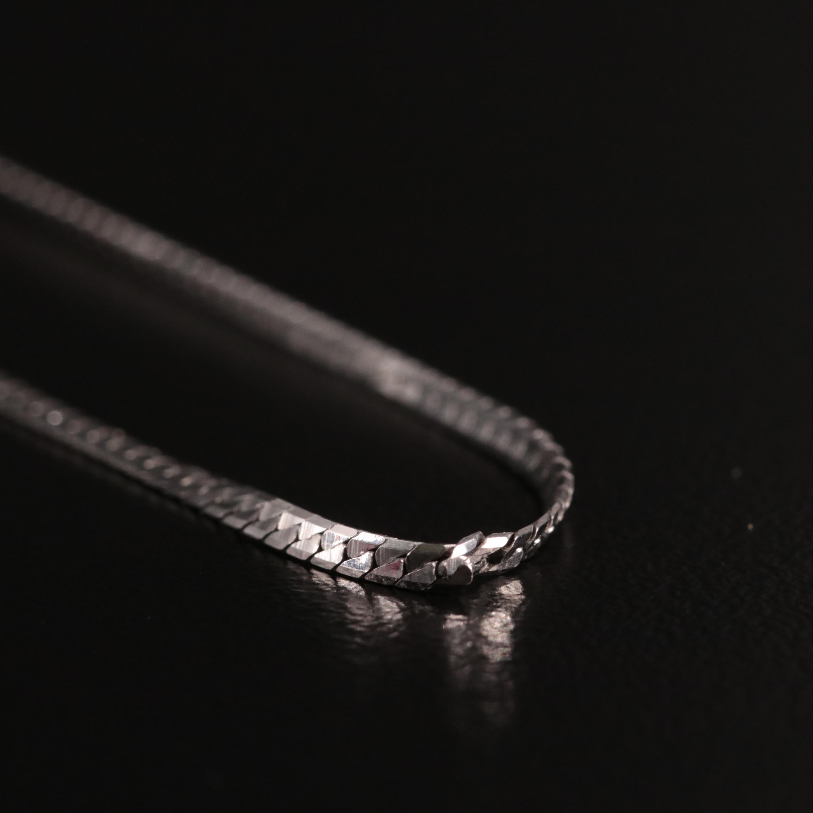 Platinum Herringbone Chain Necklace EBTH