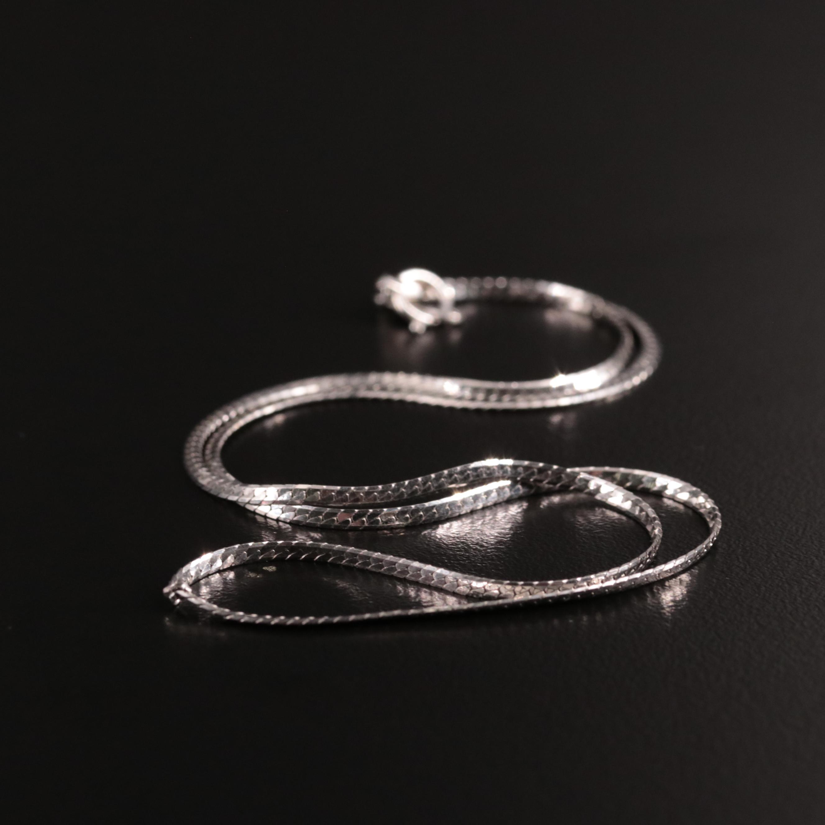 Platinum Herringbone Chain Necklace EBTH