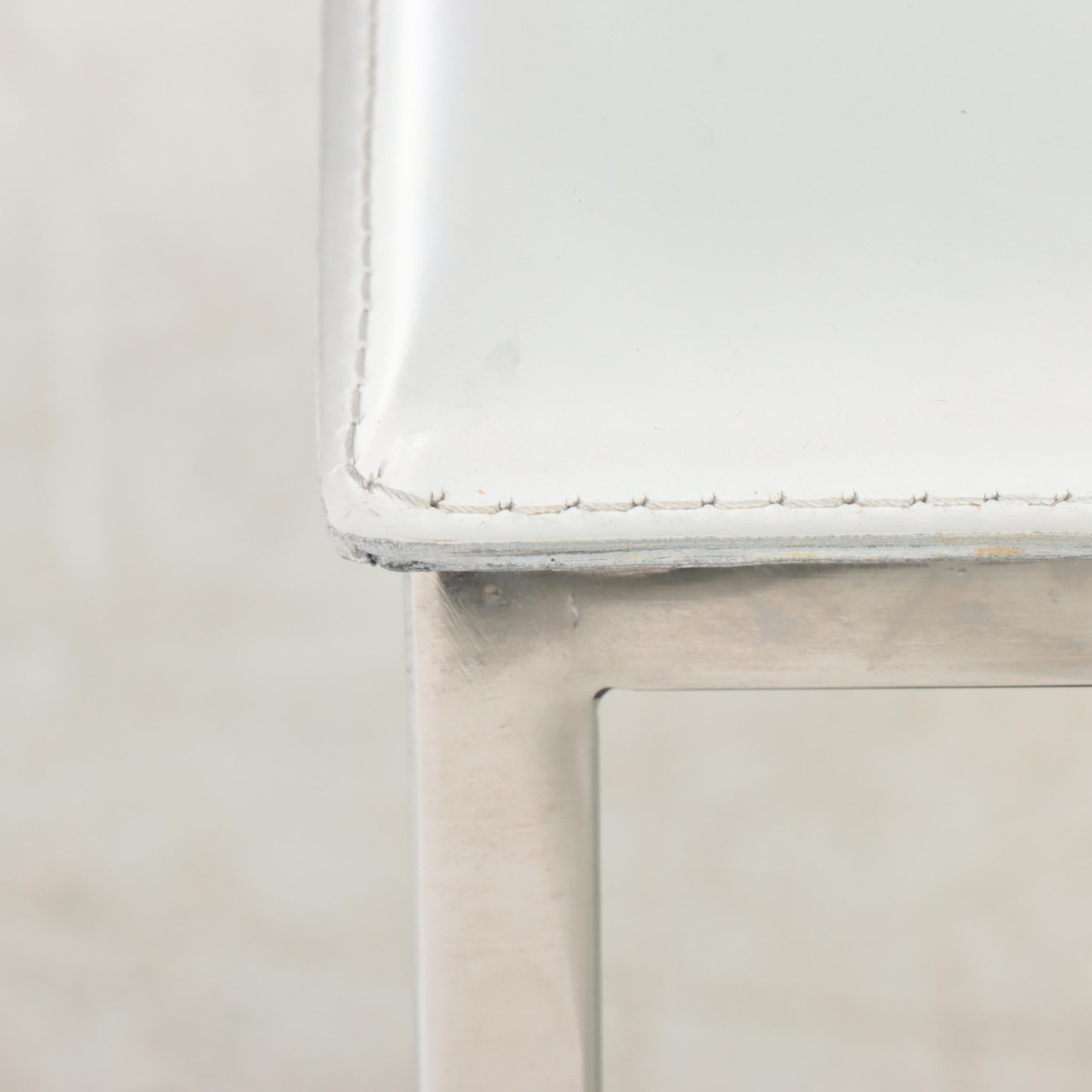 Three Italian Modern Chrome and White Leather Counter Stools EBTH