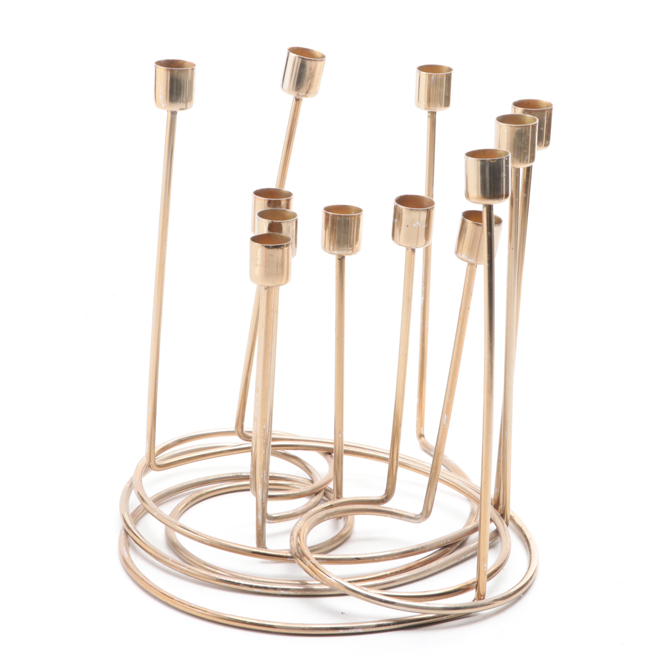 Mid Century Modern Style Brass Candlesticks with Brass Pottery Barn