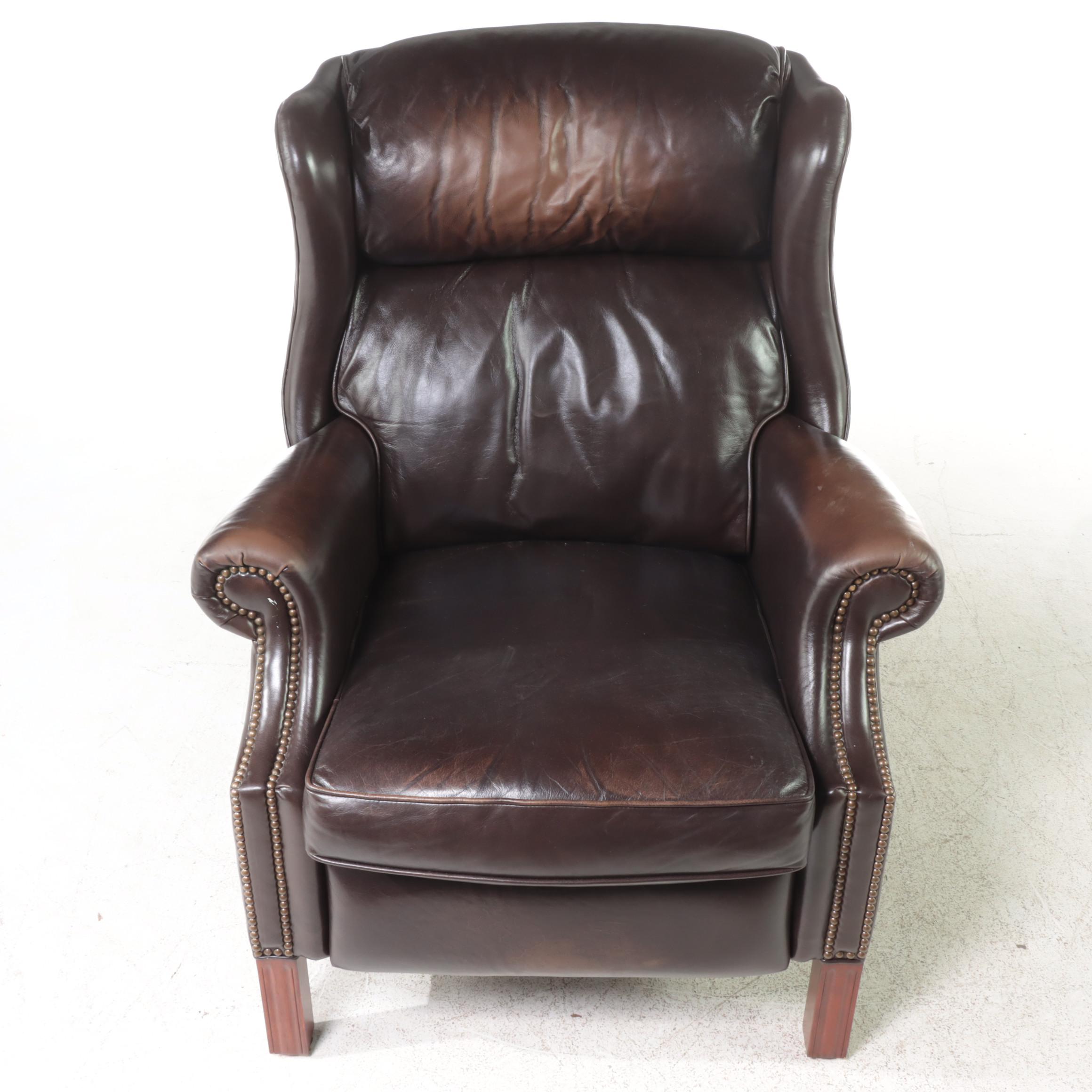 BradingtonYoung Chippendale Style Leather Wingback Recliner with