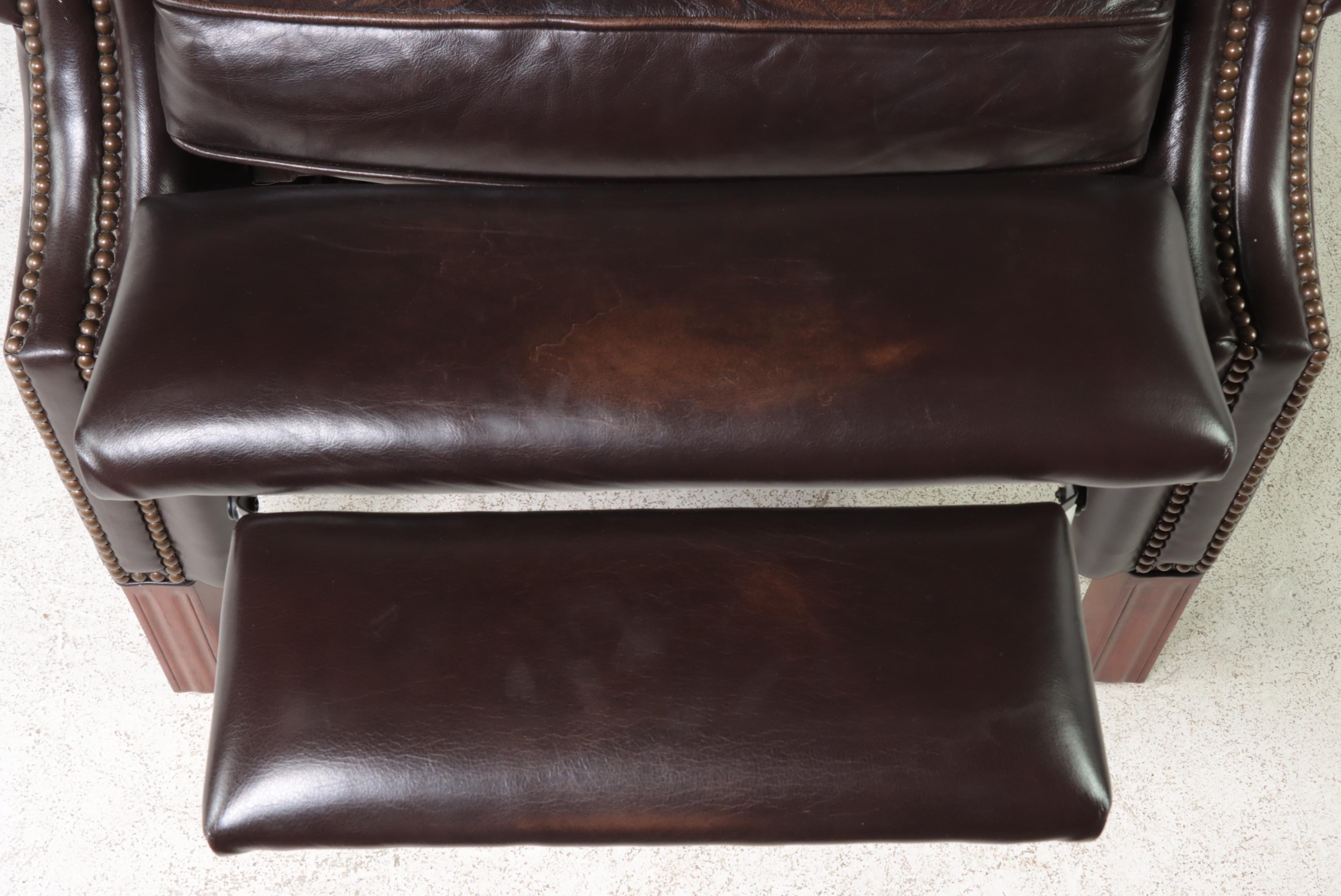 BradingtonYoung Chippendale Style Leather Wingback Recliner with