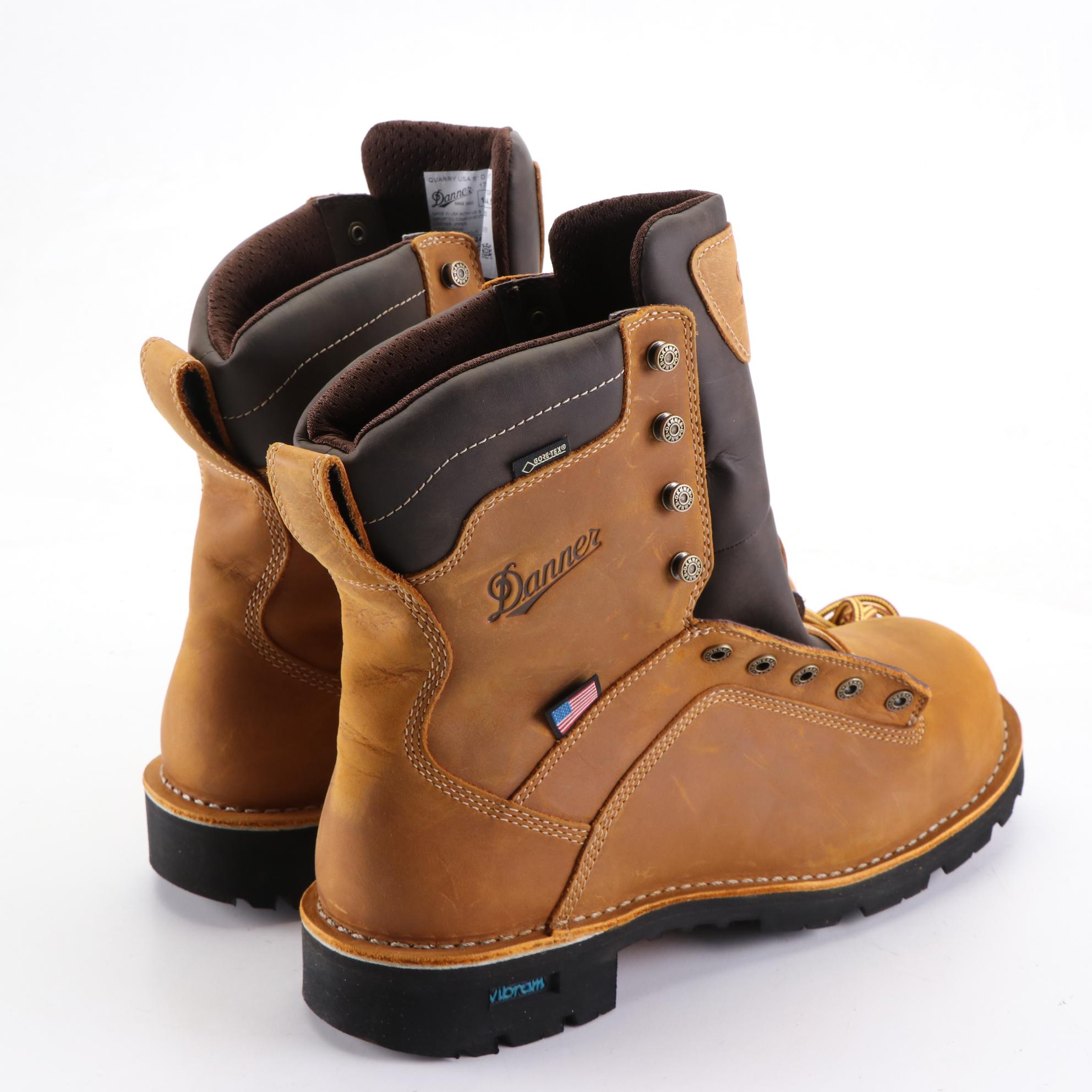 Bottes Danner Quarry Cuir Marron Gore-Tex 8" - Taille 13D Hommes, Semelles Vibram - Occasion Très Bon état