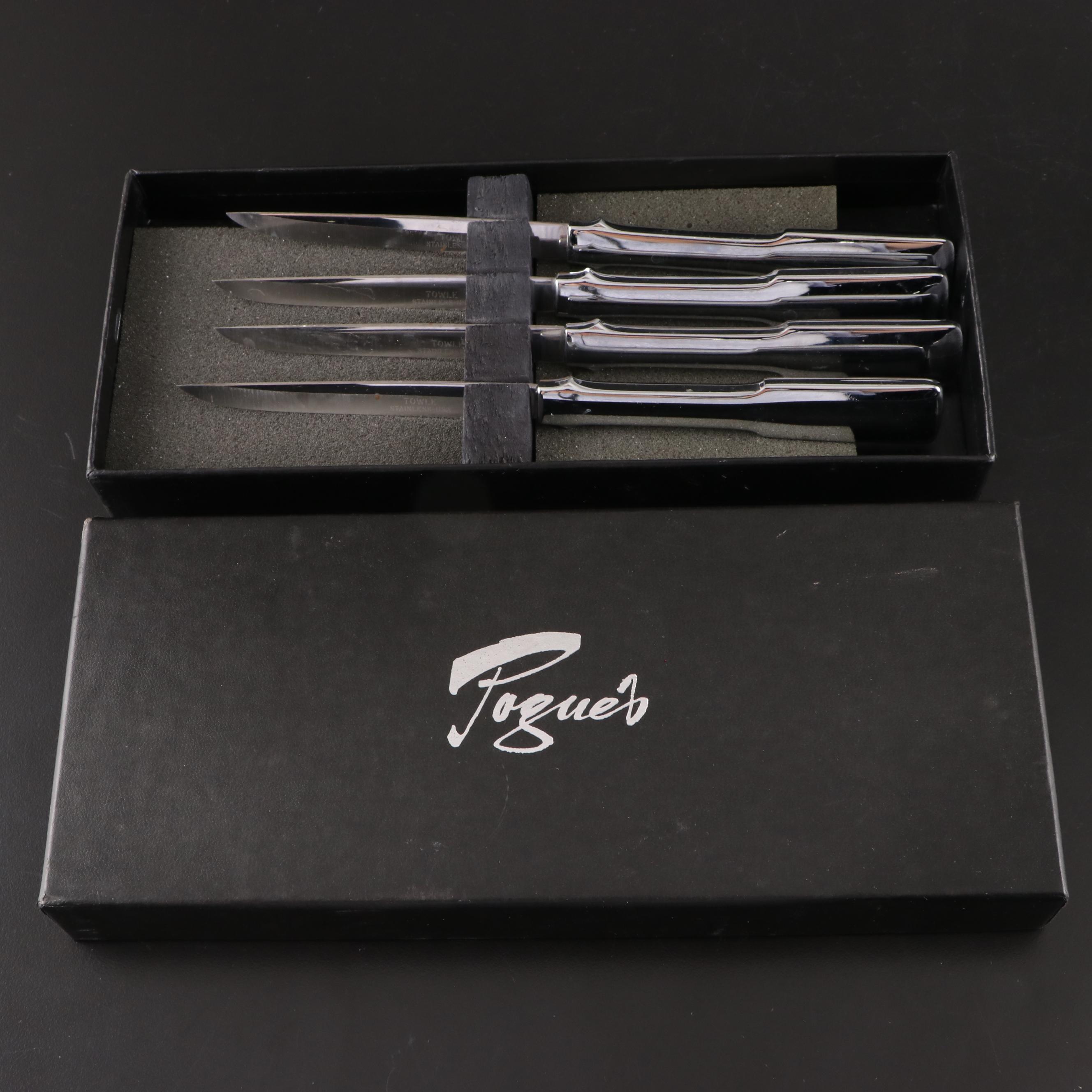 Stainless Steel Flatware with Hammered Detail and Towle Steak Knife Set