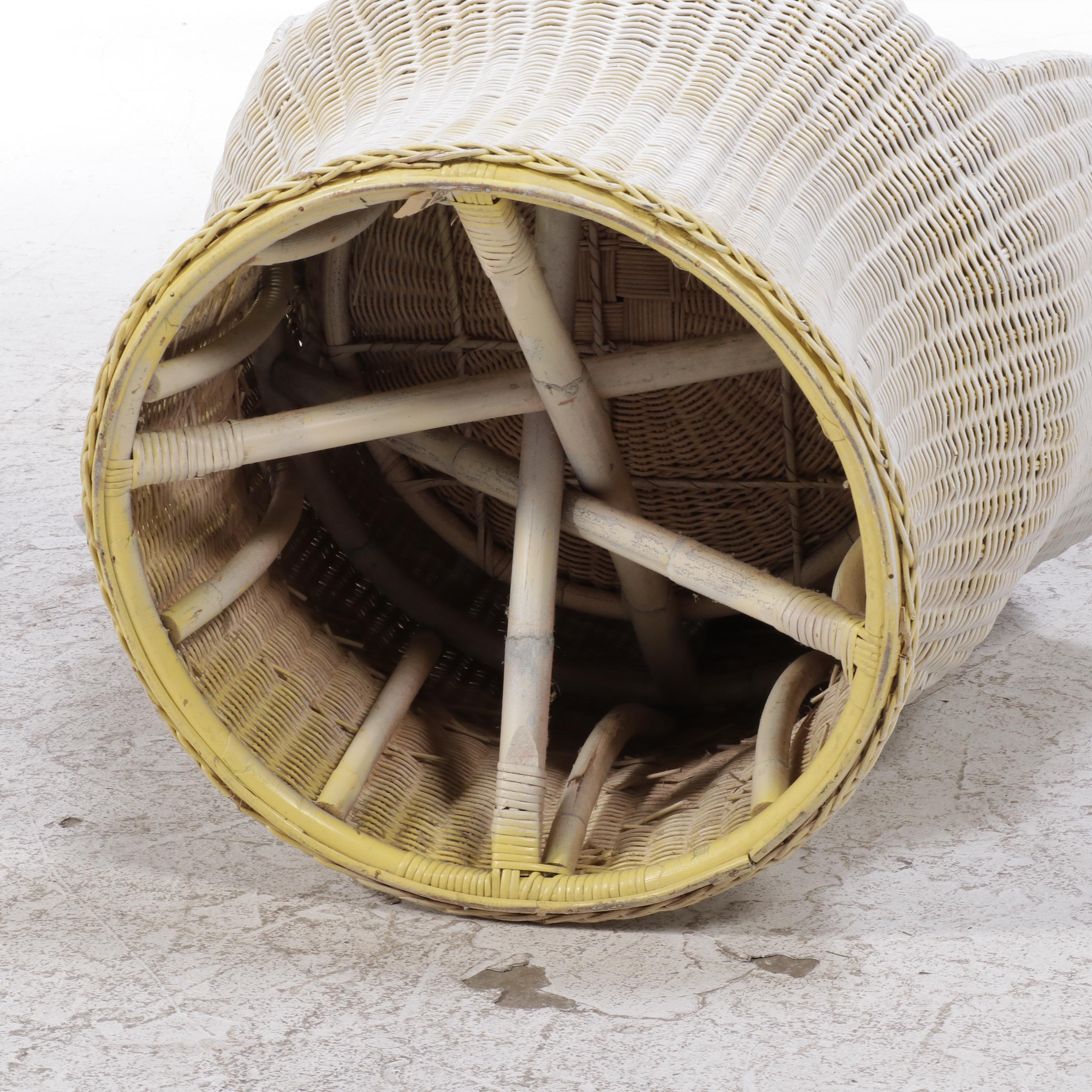 WhitePainted Wicker and Rattan Tub Chair, Late 20th Century EBTH