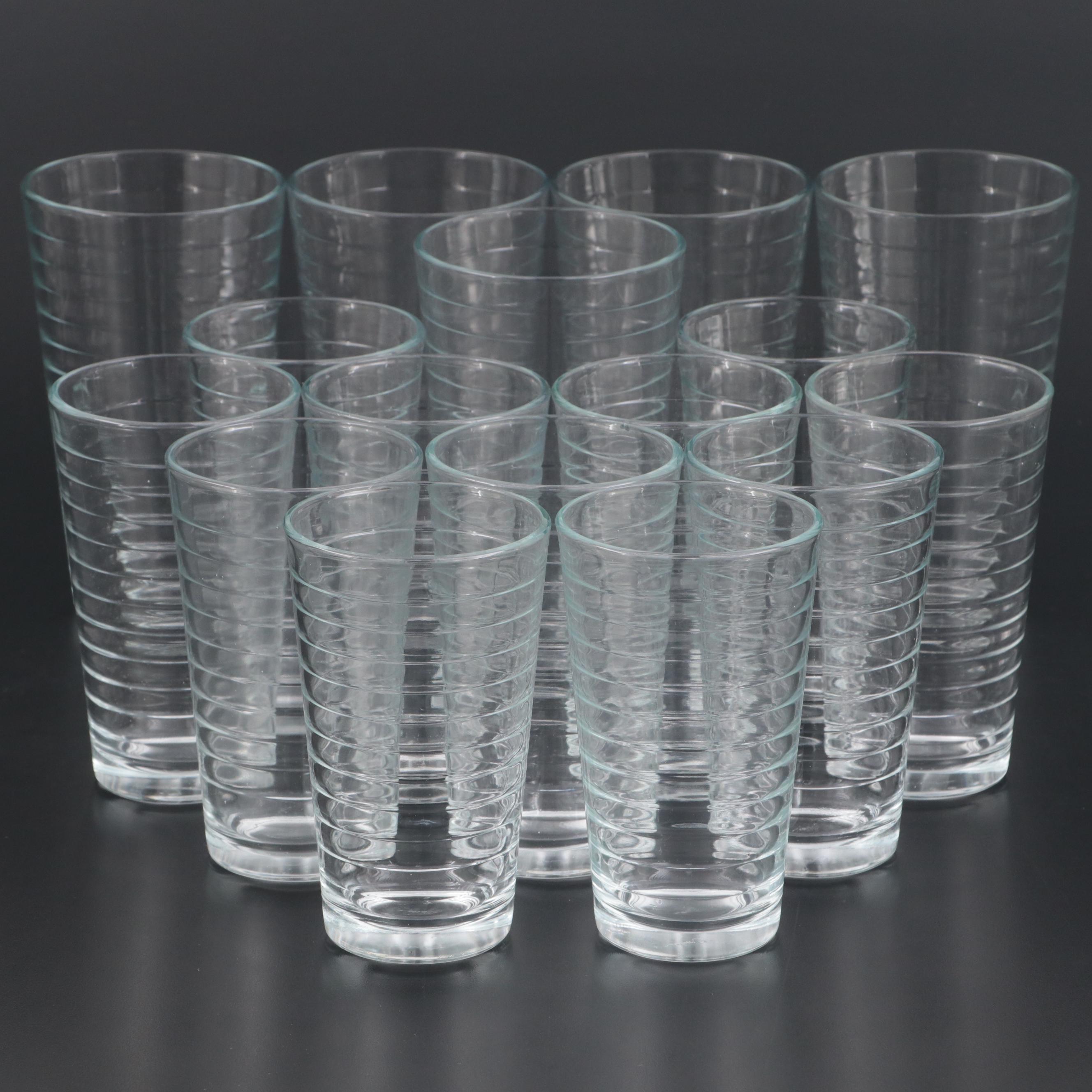 Libbey "Hoops" Glass Tumblers with Crisa Ribbed Drinking Glasses EBTH