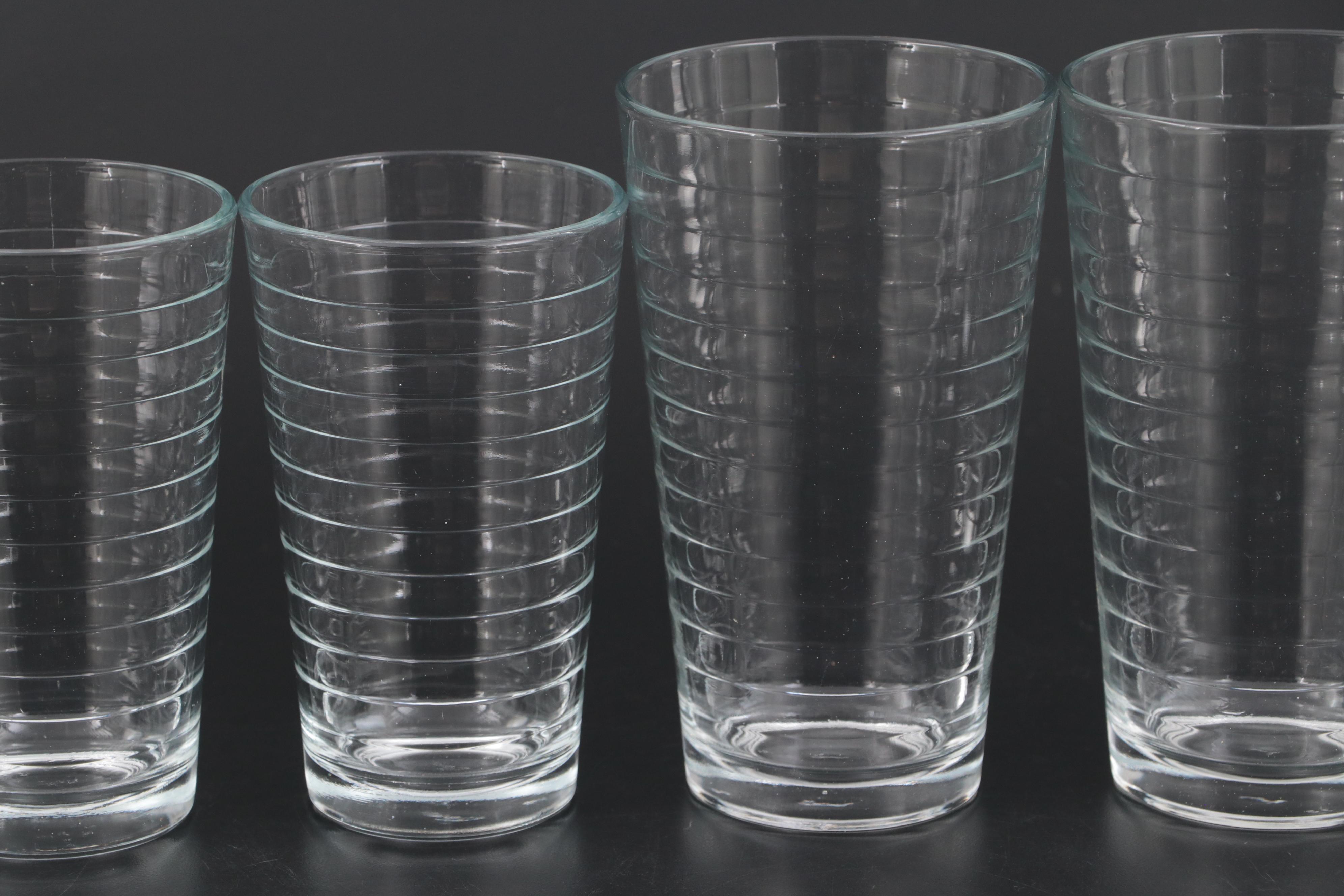 Libbey "Hoops" Glass Tumblers with Crisa Ribbed Drinking Glasses EBTH