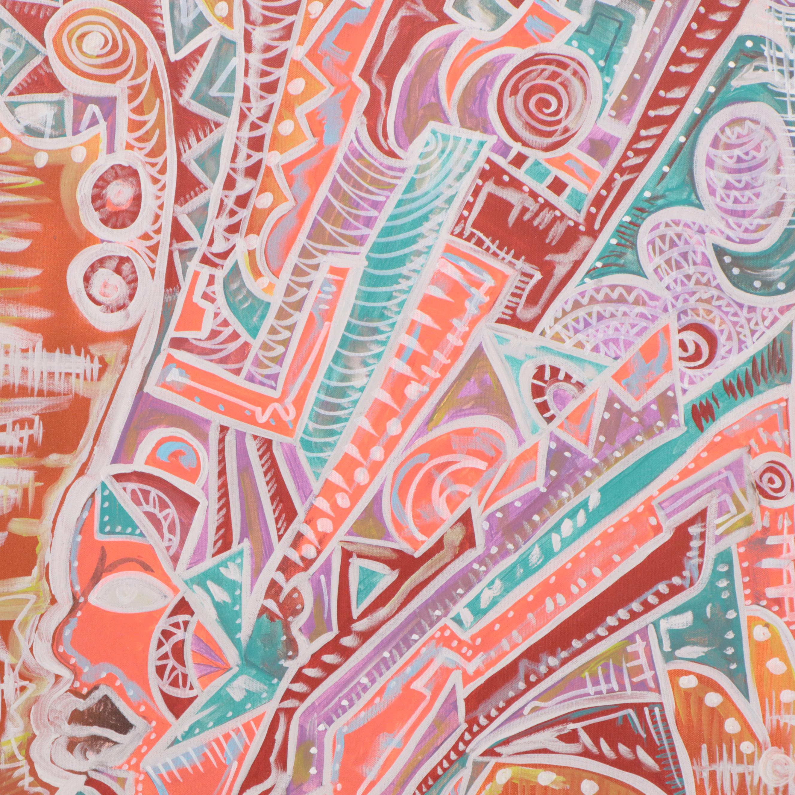 Nyeta Allen Abstract Acrylic Painting "Heavy on my Mind" EBTH