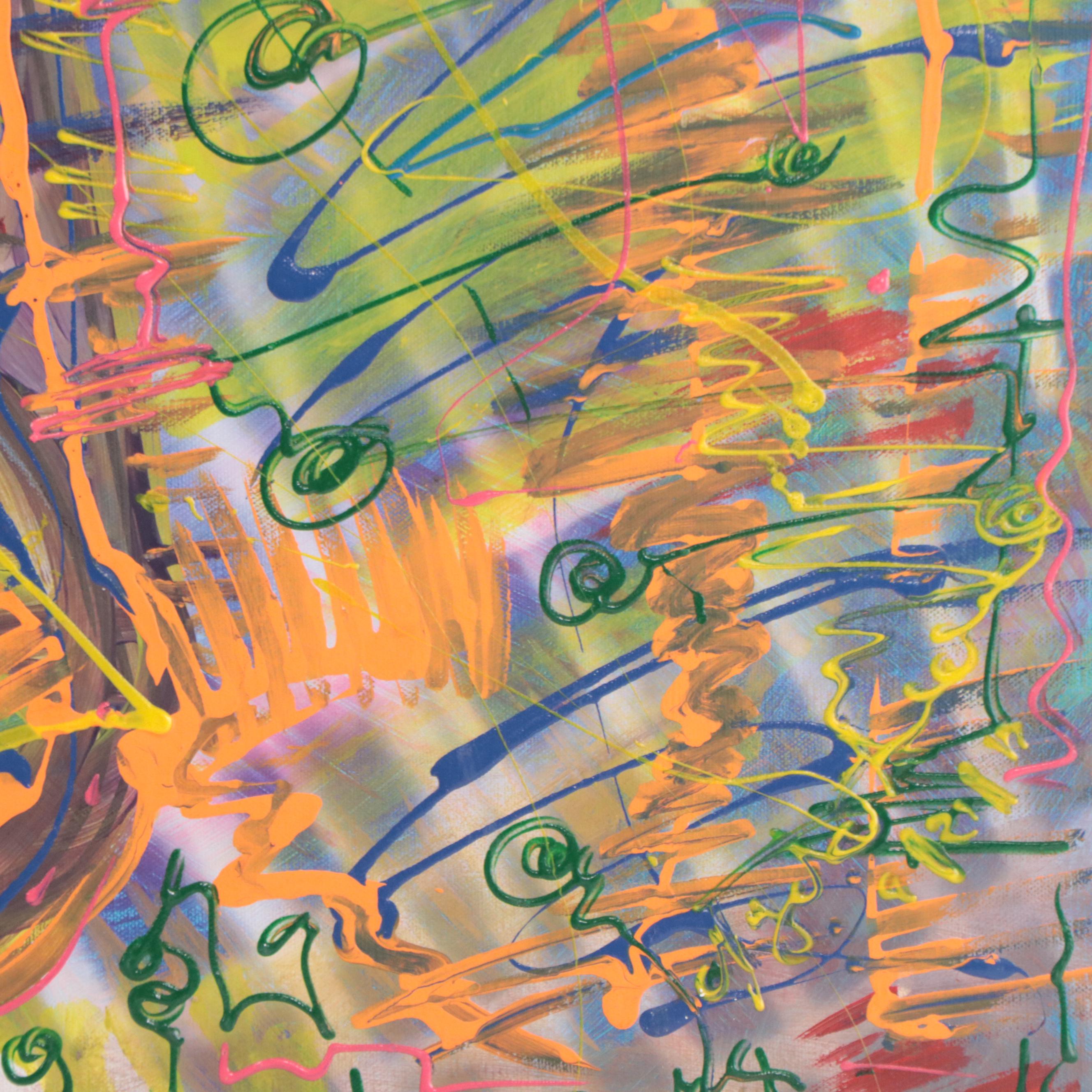 Nyeta Allen Abstract Acrylic Painting of Saxophone, 2017 EBTH