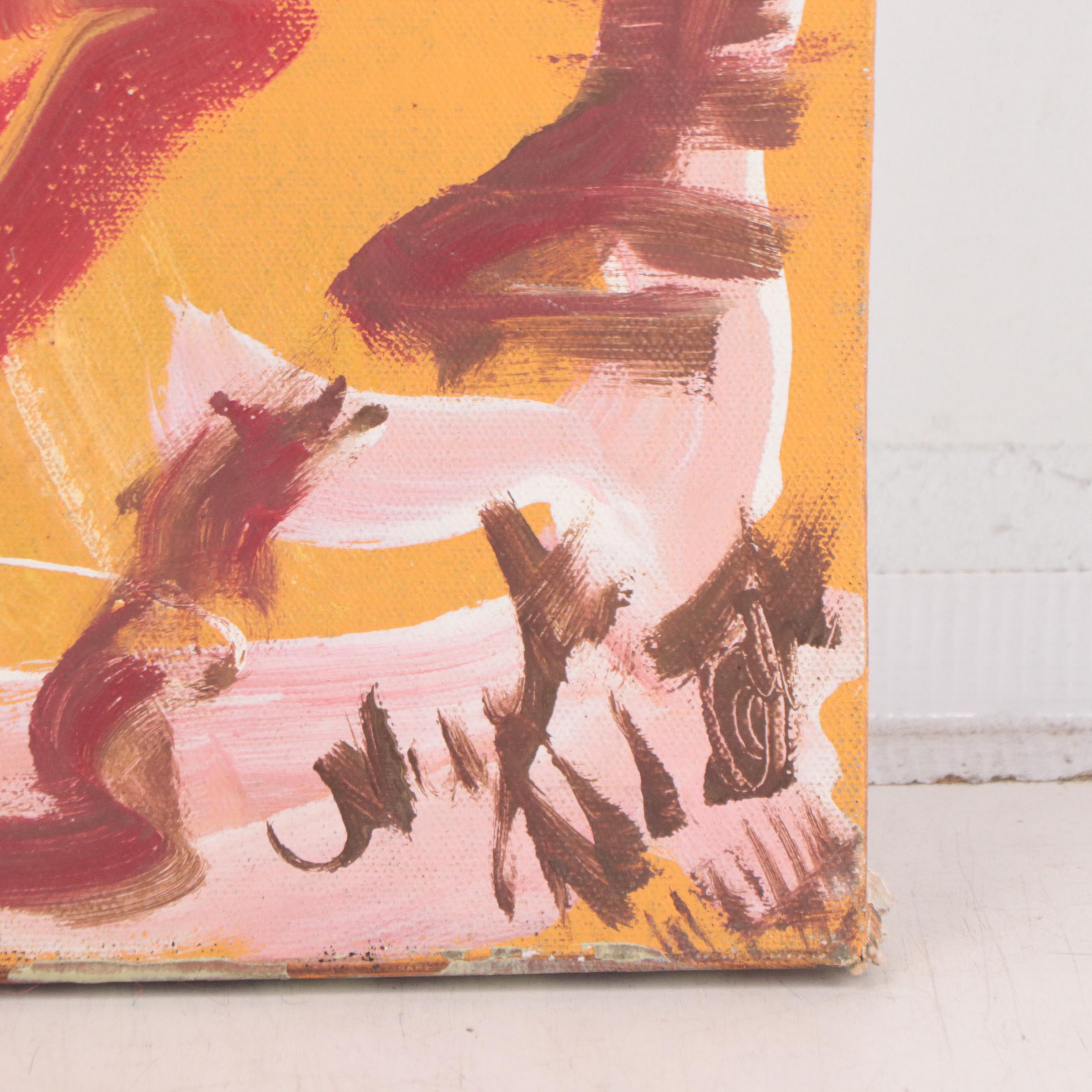 Nyeta Allen Abstract Acrylic Painting of Vegetal Motif EBTH