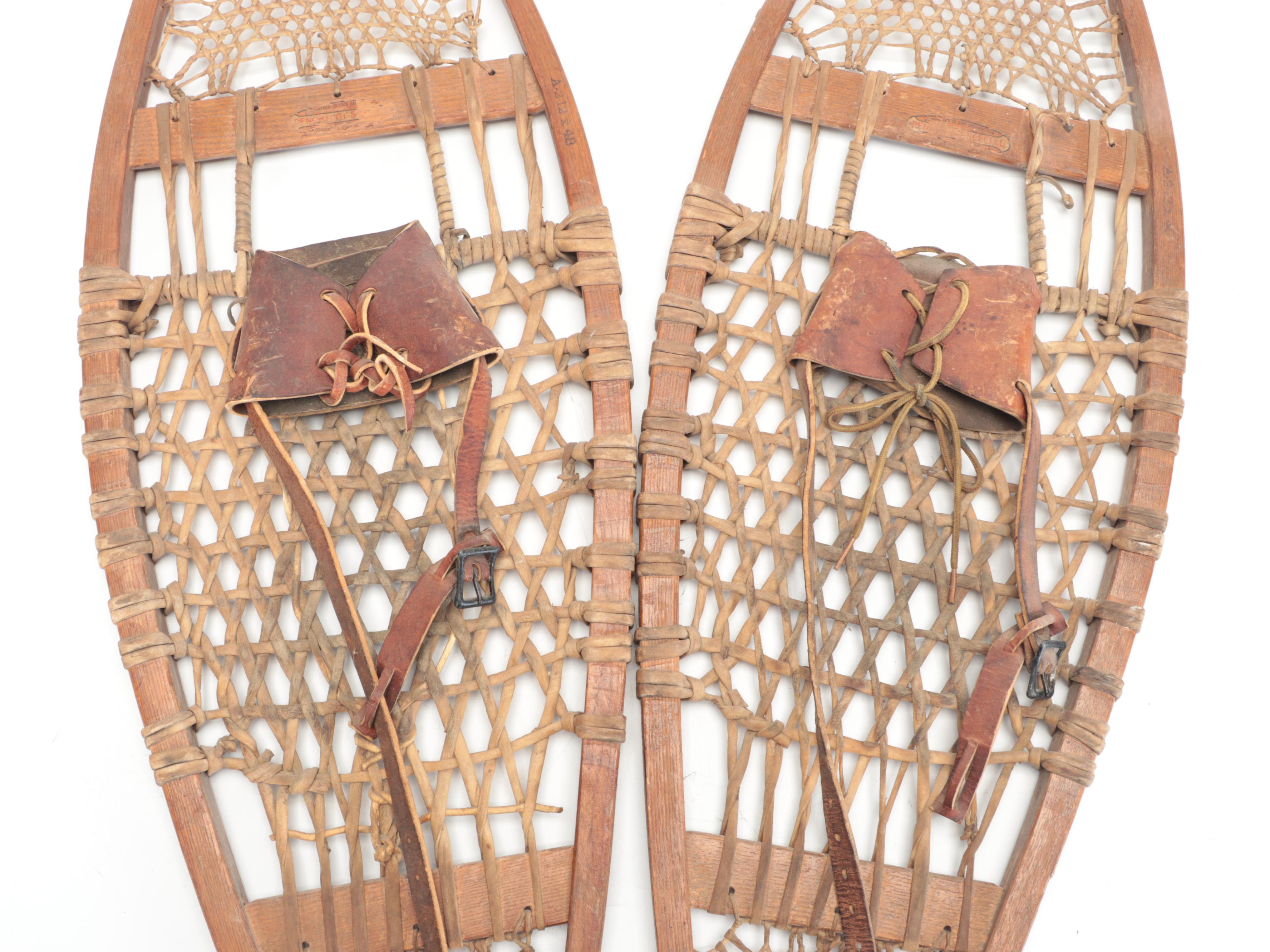 Penobscot Special Wood and Rawhide Snowshoes, Mid20th Century EBTH
