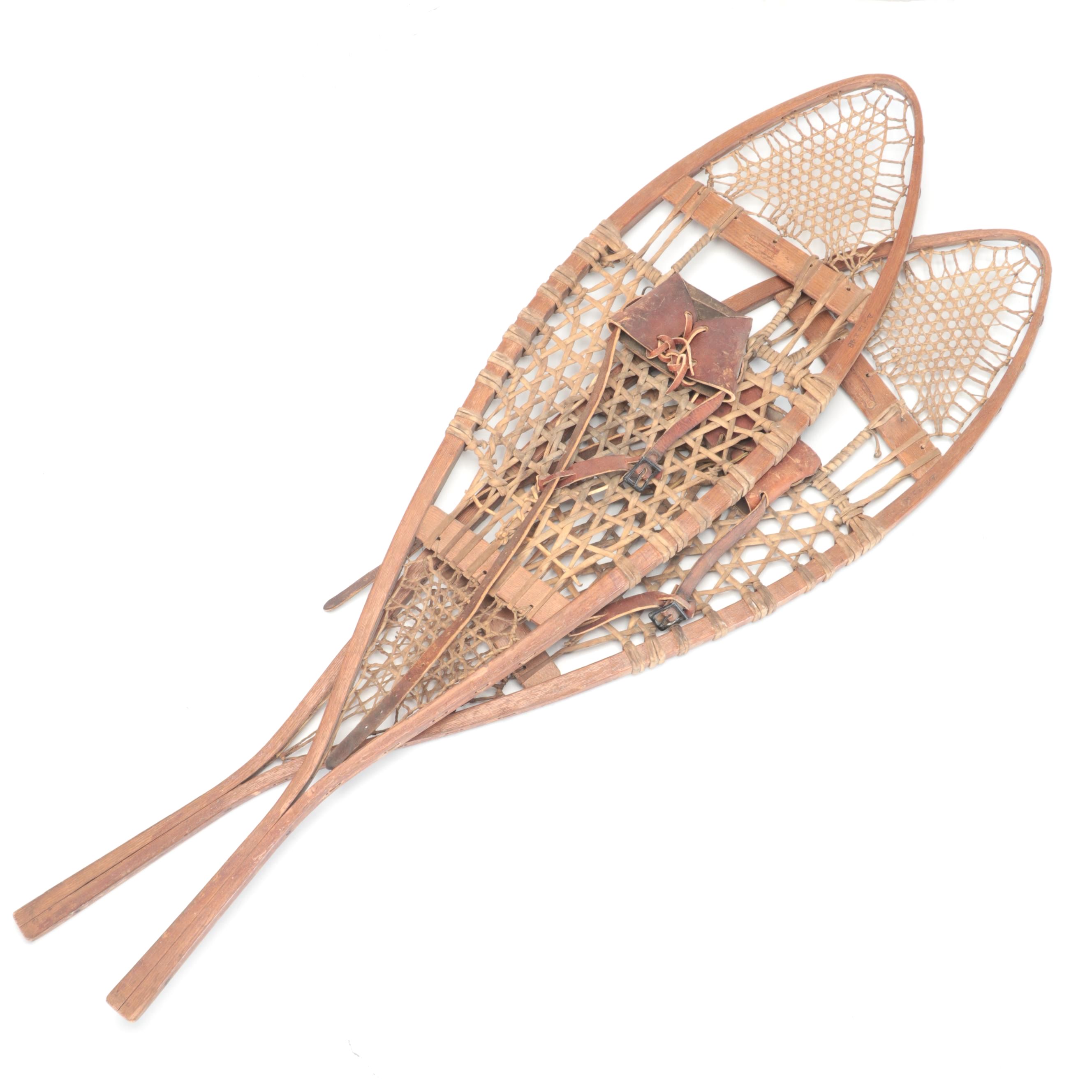 Penobscot Special Wood and Rawhide Snowshoes, Mid20th Century EBTH