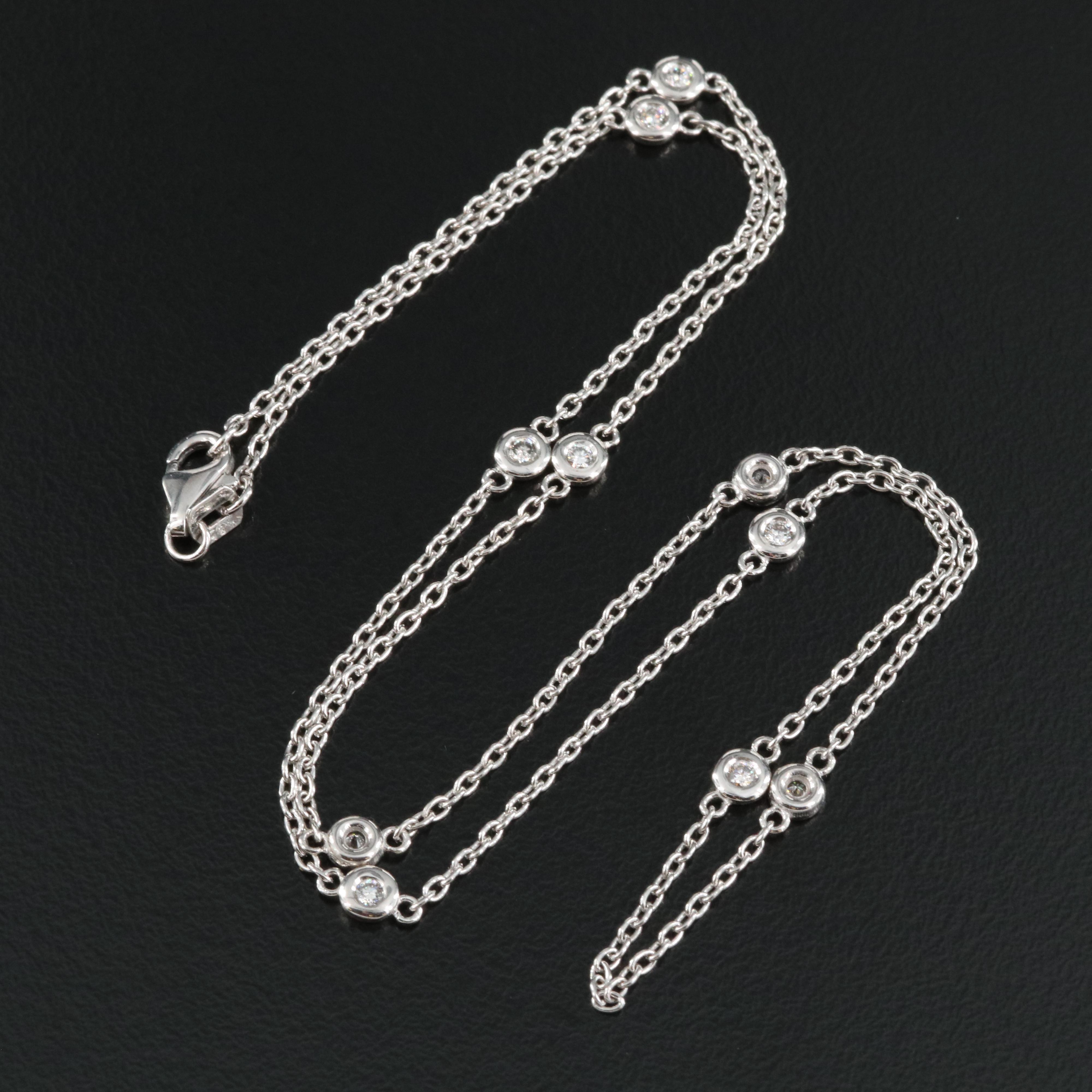 14K Diamond Station Necklace EBTH