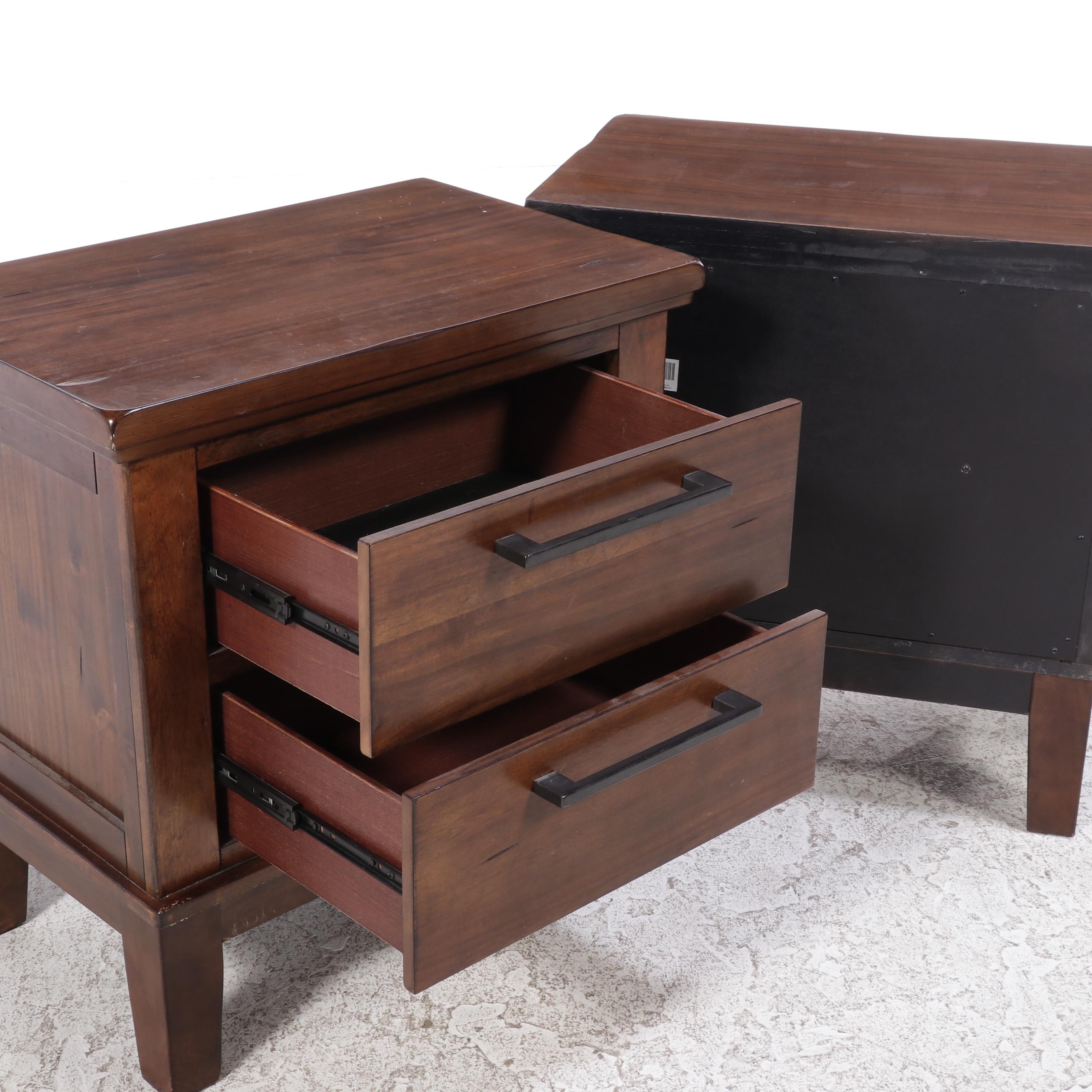 Pair of Ashley Furniture "Ralene" Acacia Veneered TwoDrawer