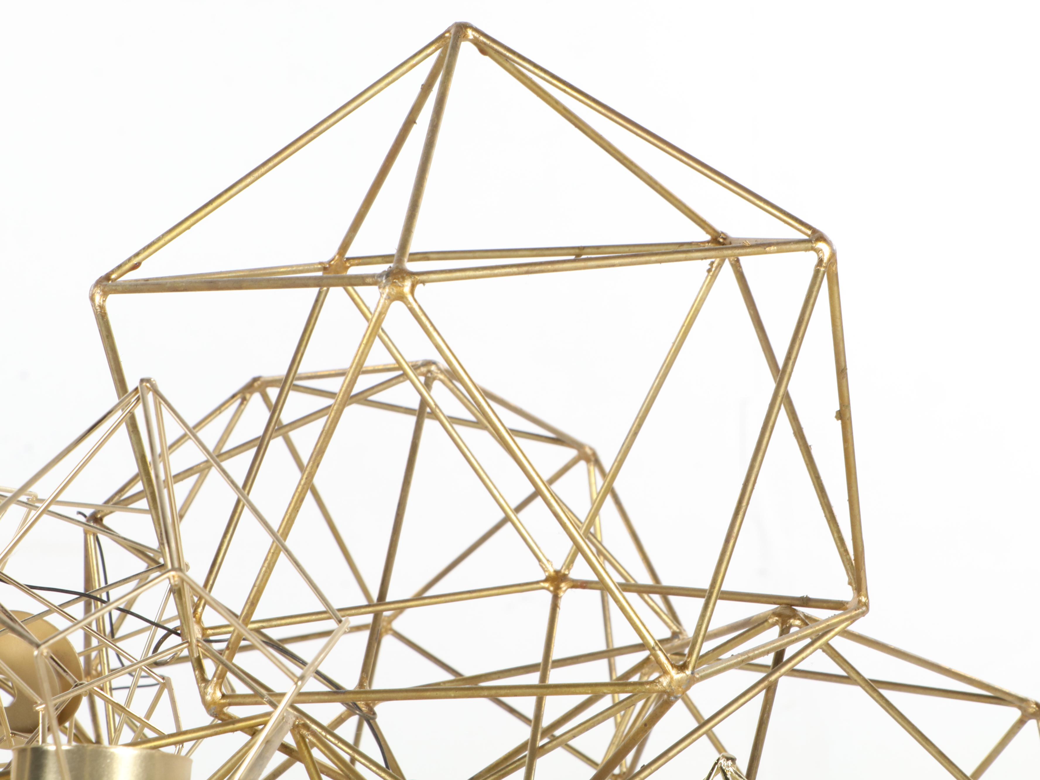 Contemporary Gold Tone Metal Geometric Tea Light Candle Holders and