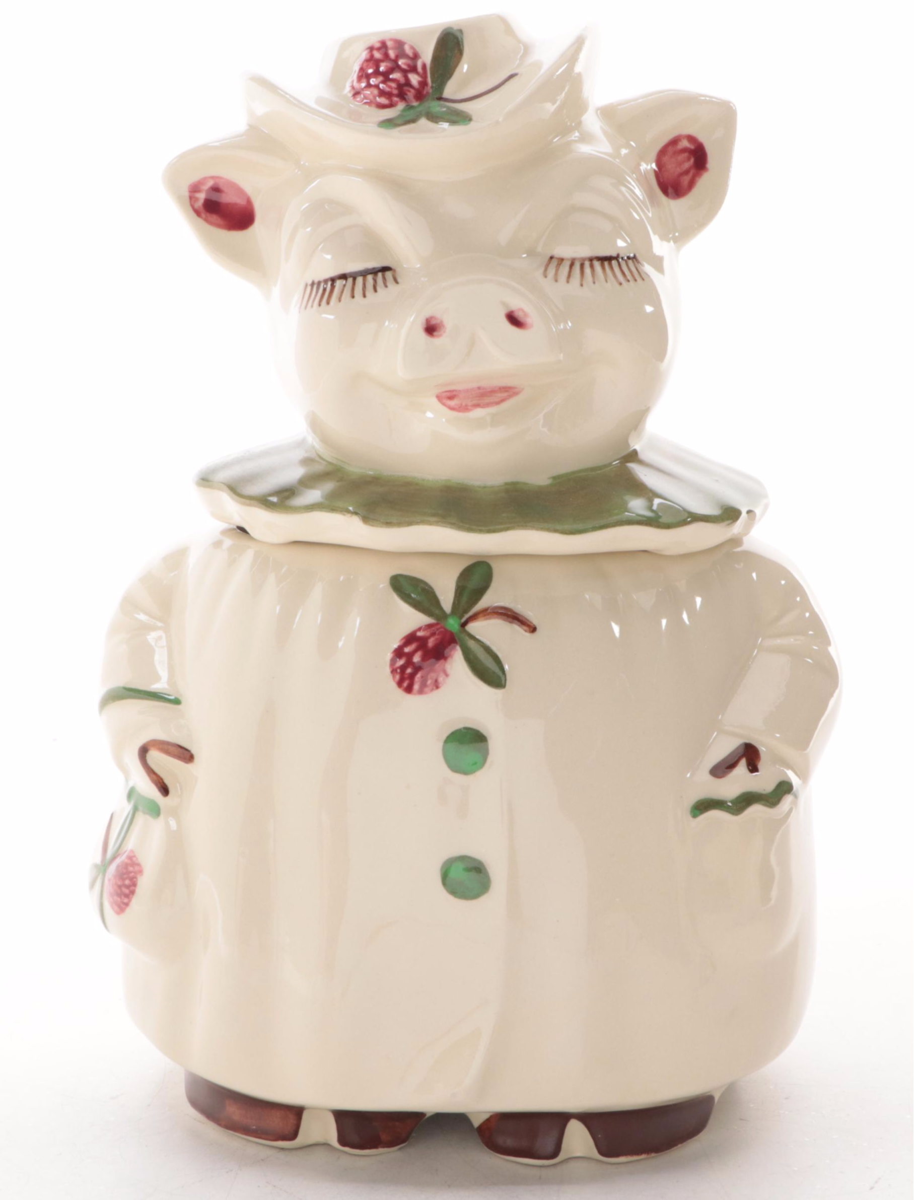 Shawnee "Winnie" Pig Cookie Jar with Green Collar and Cow Gravy Boat EBTH