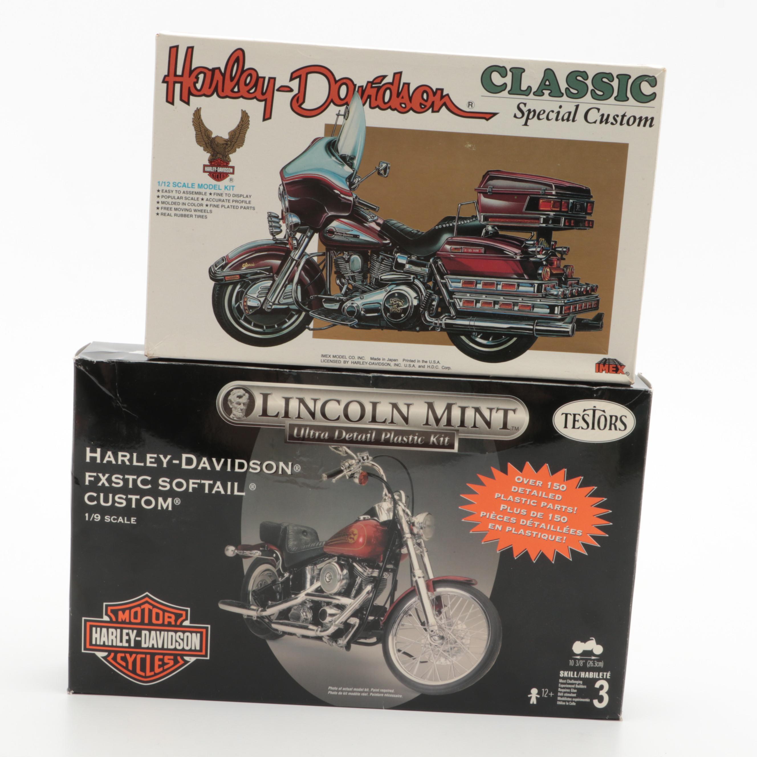 HarleyDavidson and Honda Motorcycle Model Kits by Imai, Testors and