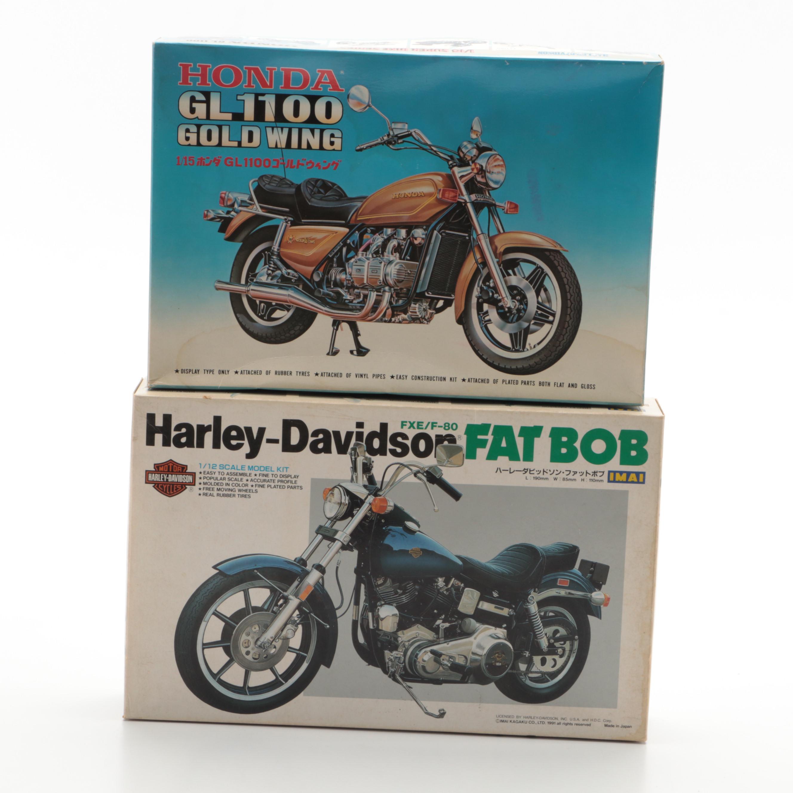 HarleyDavidson and Honda Motorcycle Model Kits by Imai, Testors and