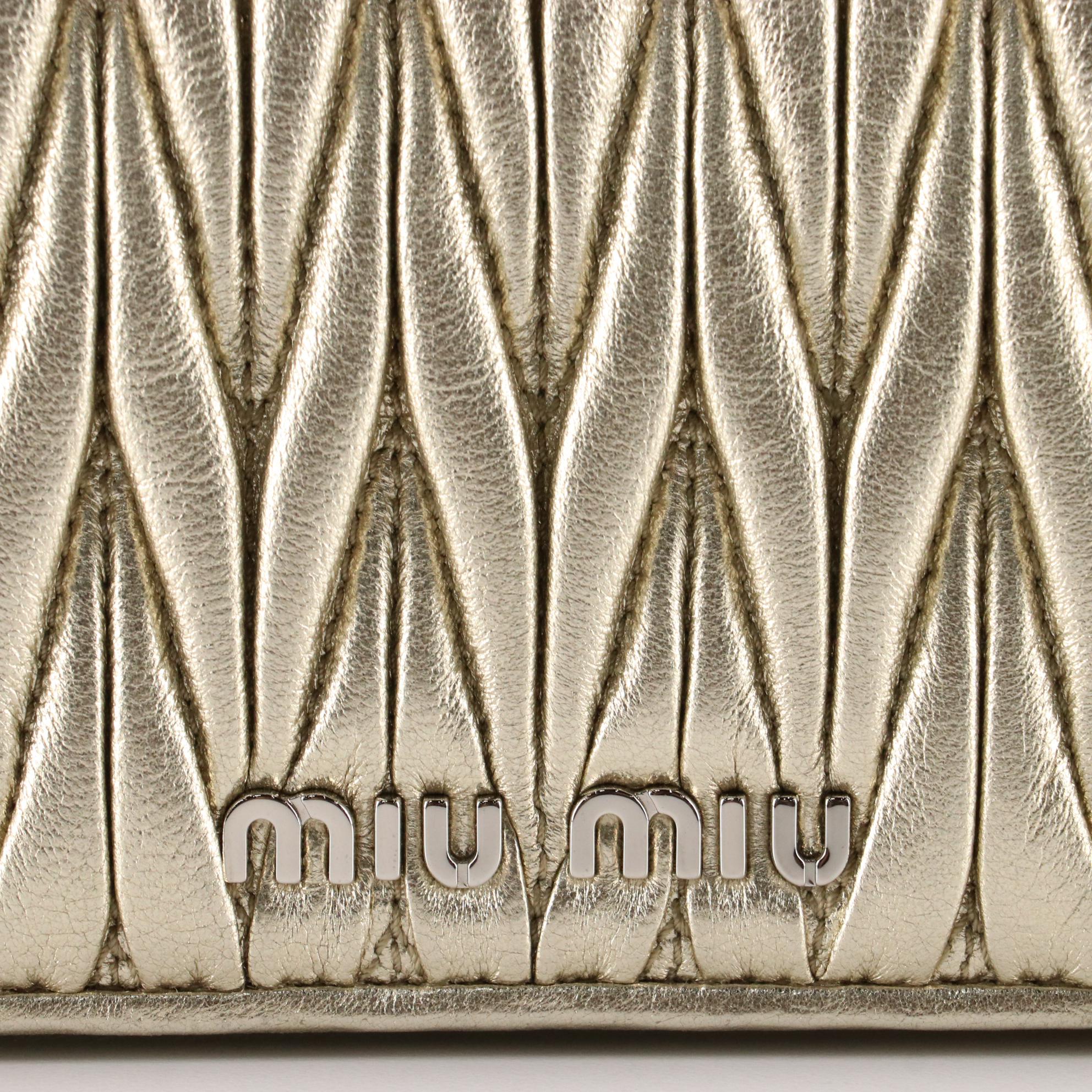 Miu Miu Crossbody Wallet on Chain in Pyrite Matelassé Leather EBTH