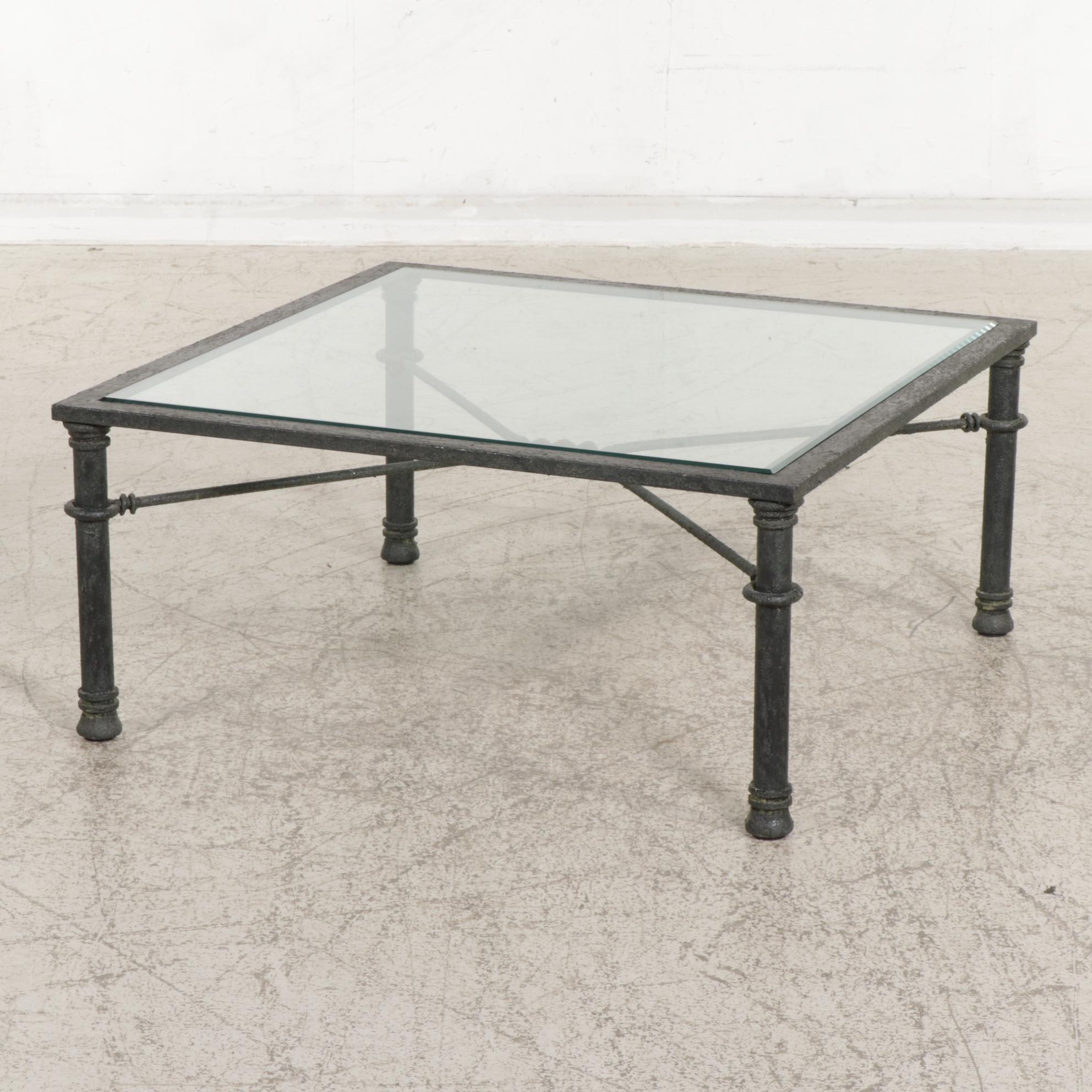 Glass Top Metal Coffee Table EBTH