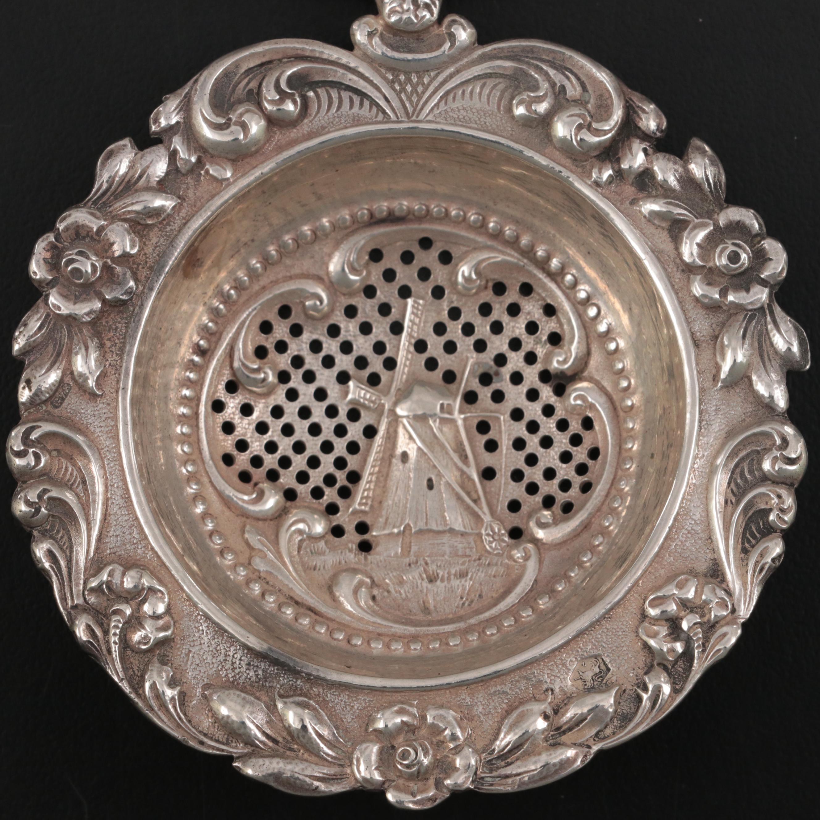 Dutch Baroque Style 800 Silver Overcup Tea Strainer, 1908 EBTH